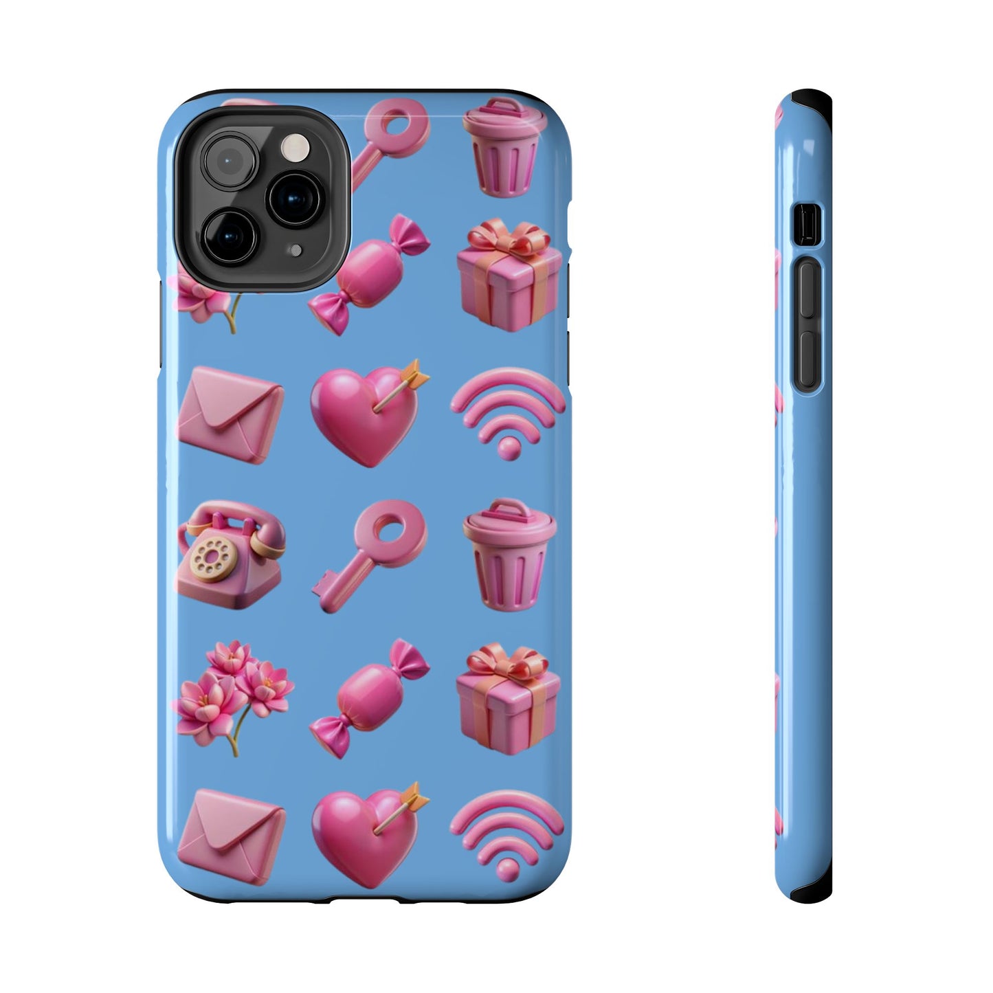 Cute and Colorful Tough Phone Case - Pink Emojis Design