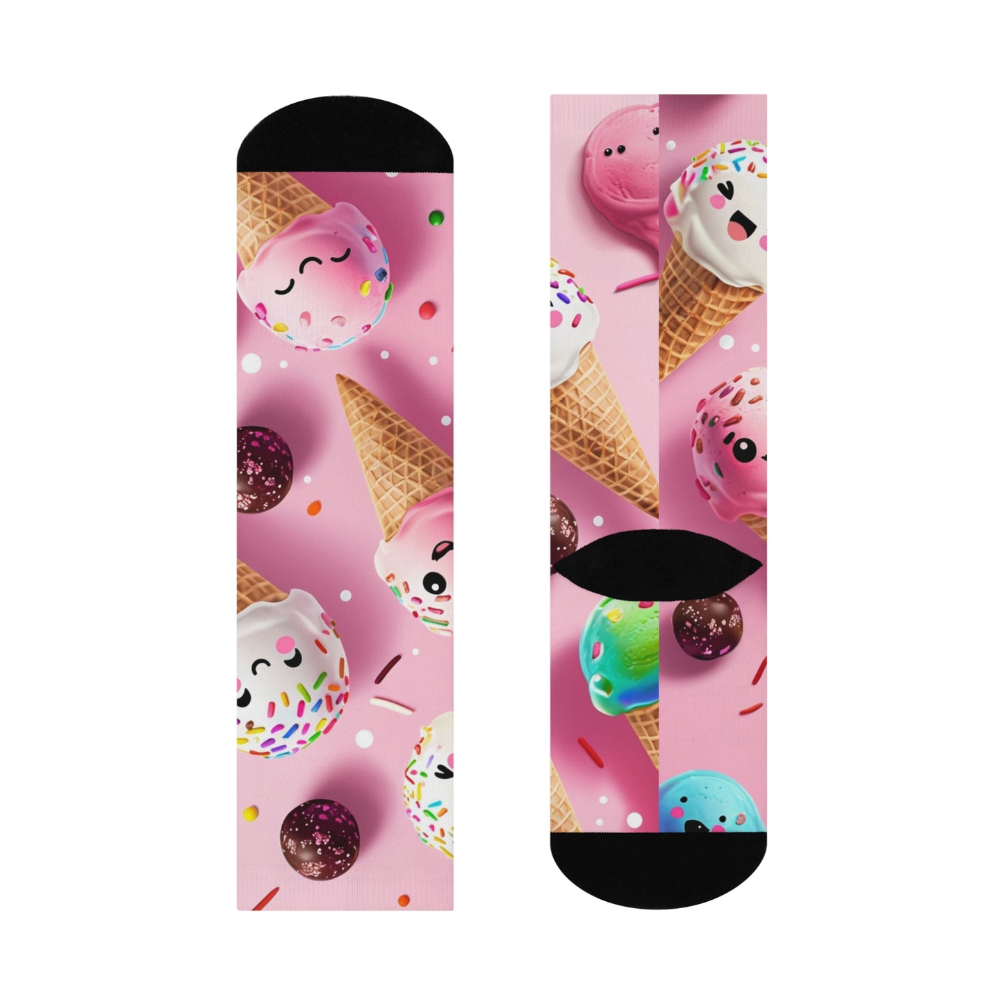 Cushioned Crew Socks- Cute Ice Cream Cuties