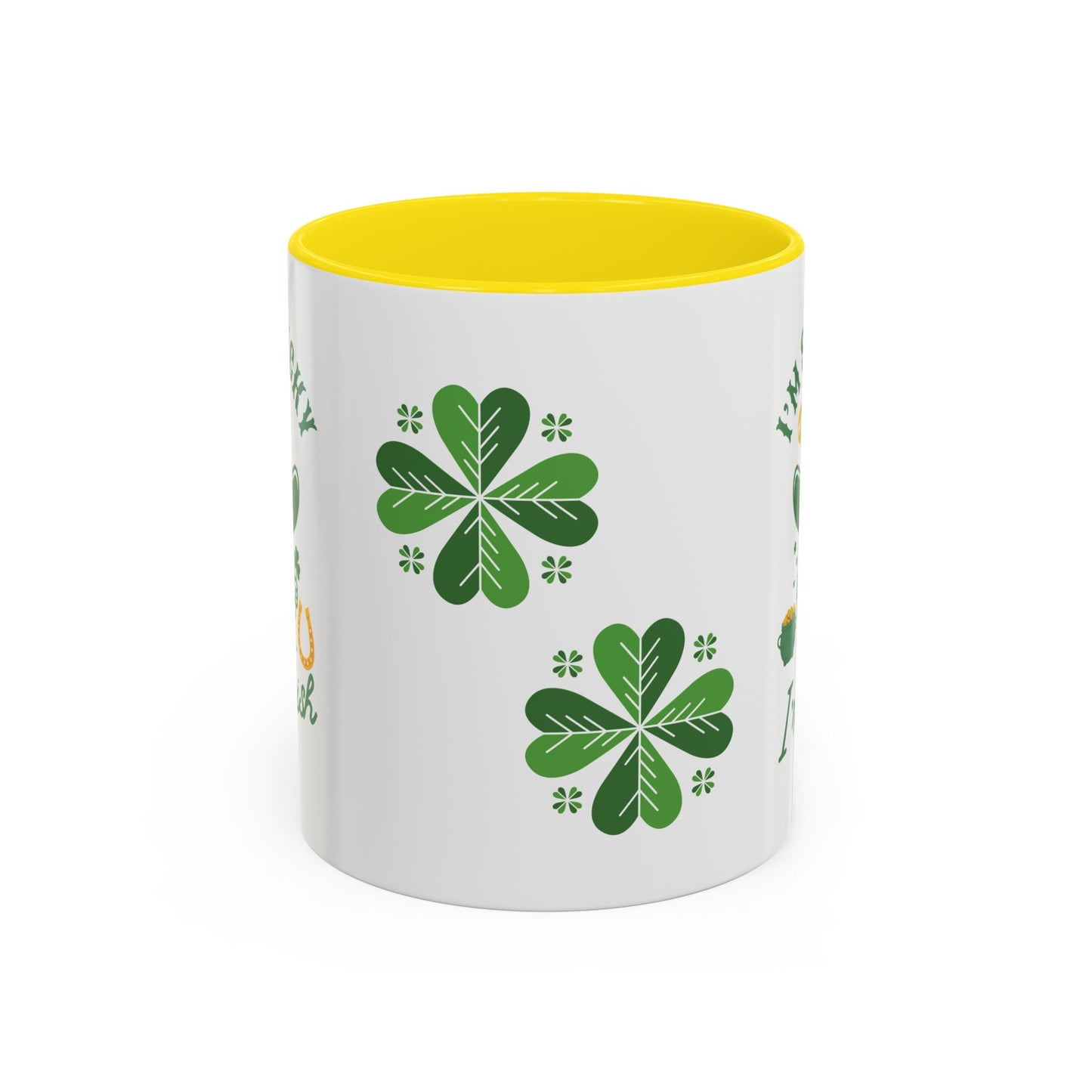 "Funny St. Patrick's Day Coffee Mug – 'I'm So Lucky I'm Irish' with Cowboy, Pot of Gold & Horseshoe Design"