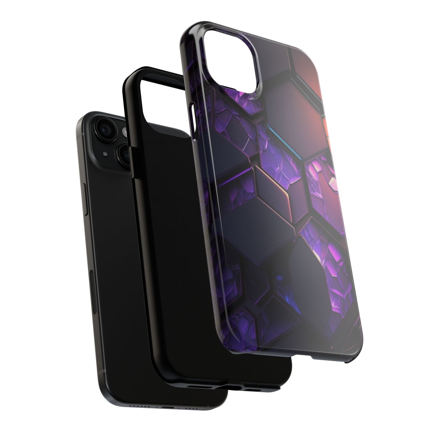 Hexagonal Tough Phone Case - Vibrant Protective Design for Tech Enthusiasts