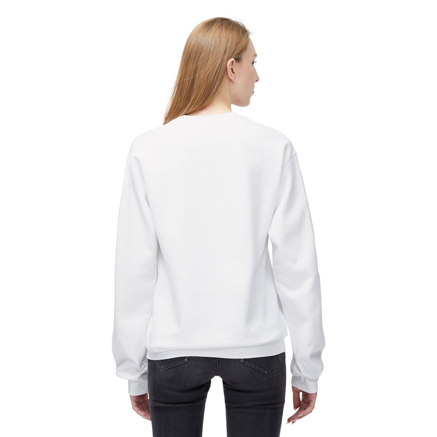 Snow Petal White Fleece Sweatshirt for Her – Soft Cozy Love-Inspired Gift
