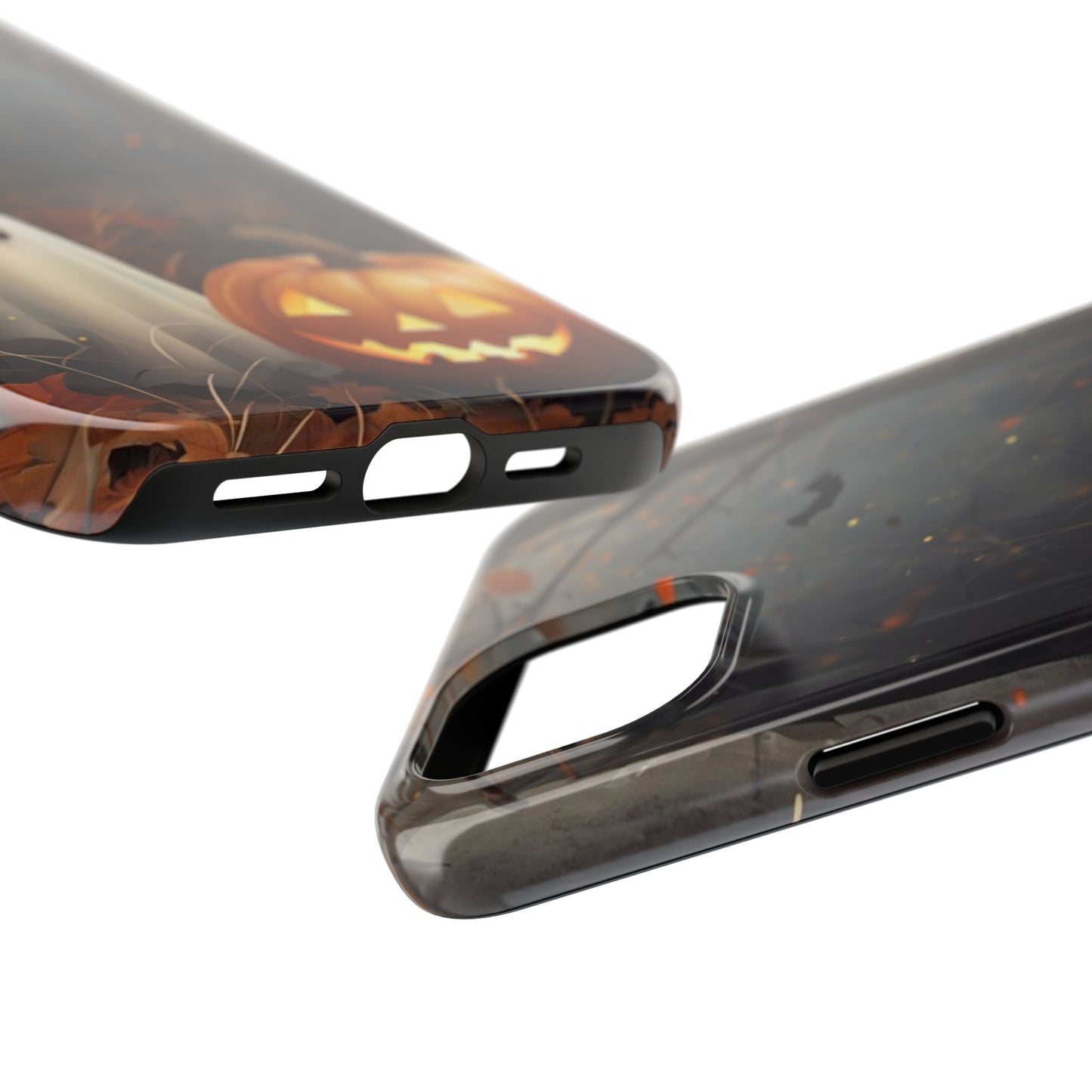 Spooky Halloween Phone Case - Tough Protective Cover with Ghost and Pumpkin Design