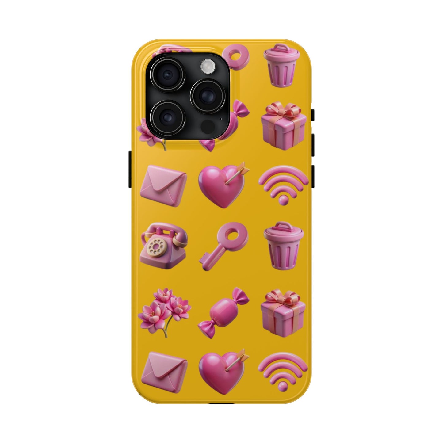 Cute and Colorful Tough Phone Case - Pink Emojis Design