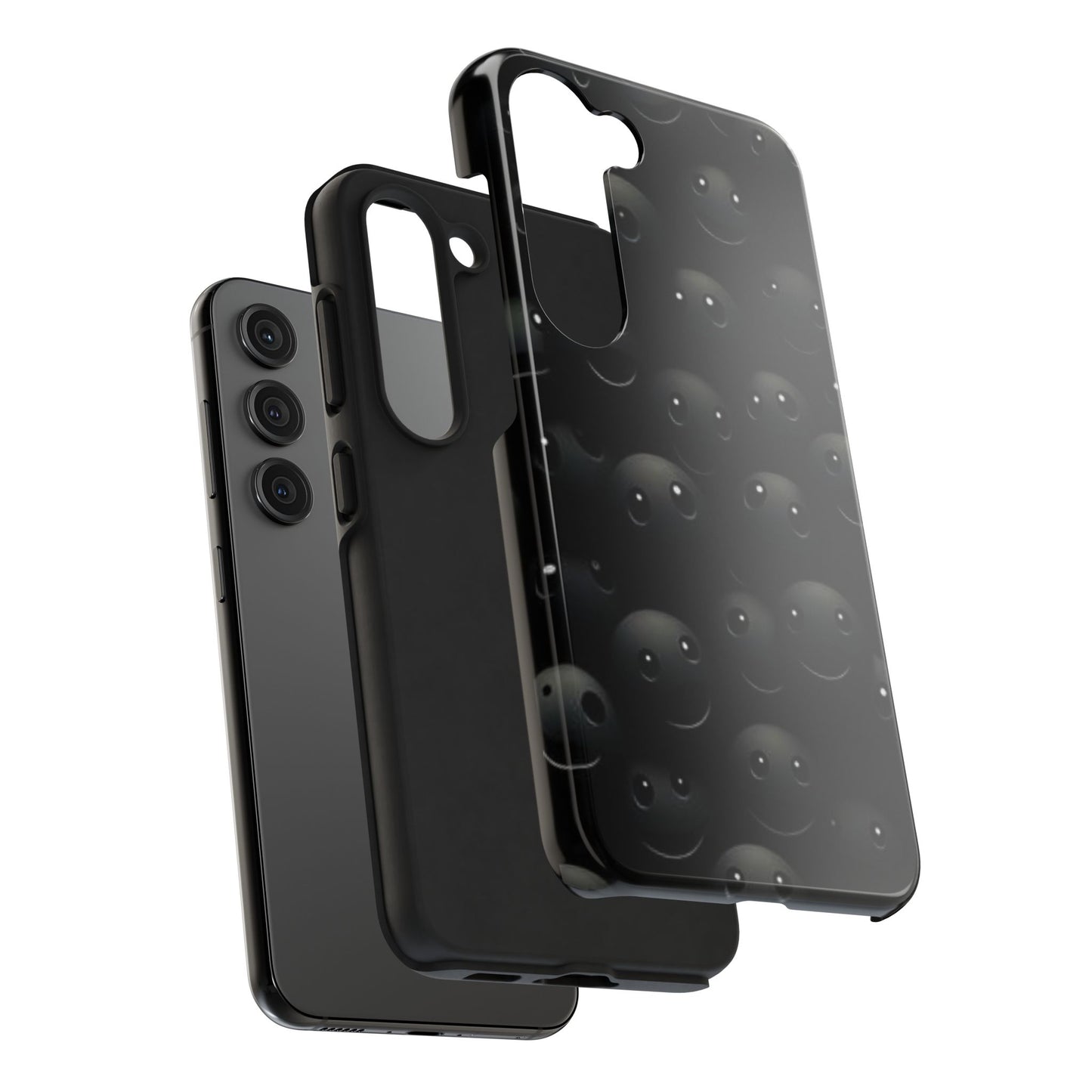 😊 Cute Smiley Face Black Tough Phone Case – Fun & Durable Protection for iPhone & Android