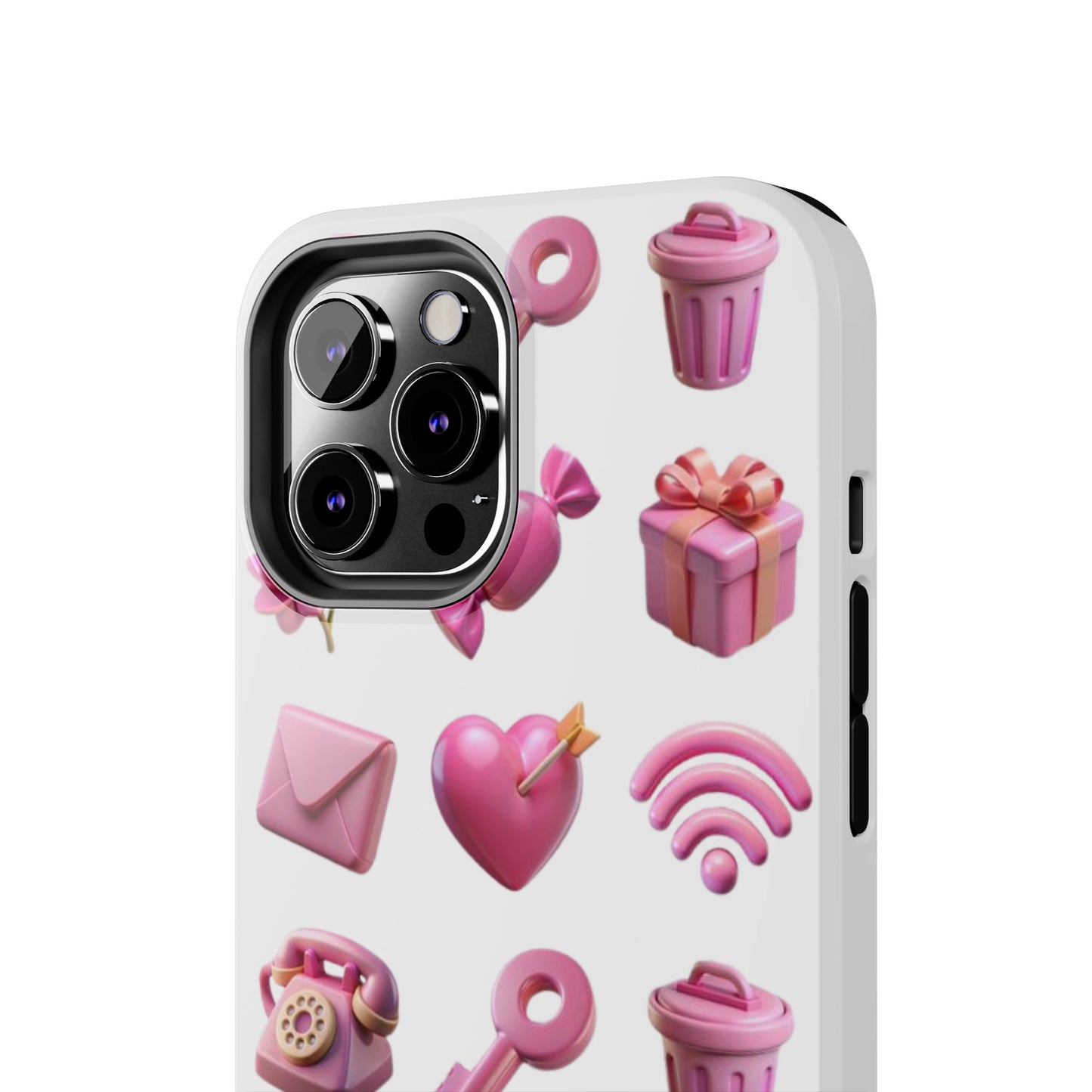 Cute and Colorful Tough Phone Case - Pink Emojis Design