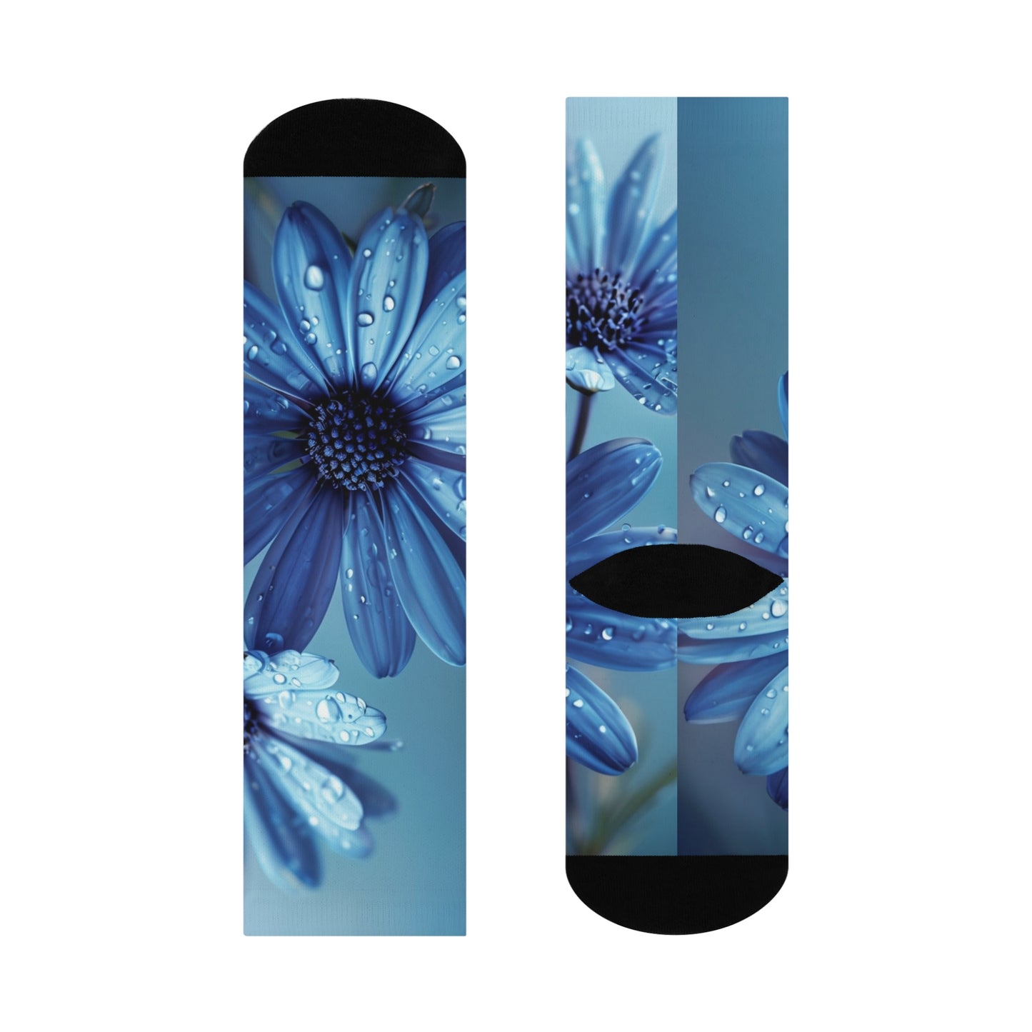 Blue Floral Cushioned Crew Socks | Stylish Comfort for Everyday Wear