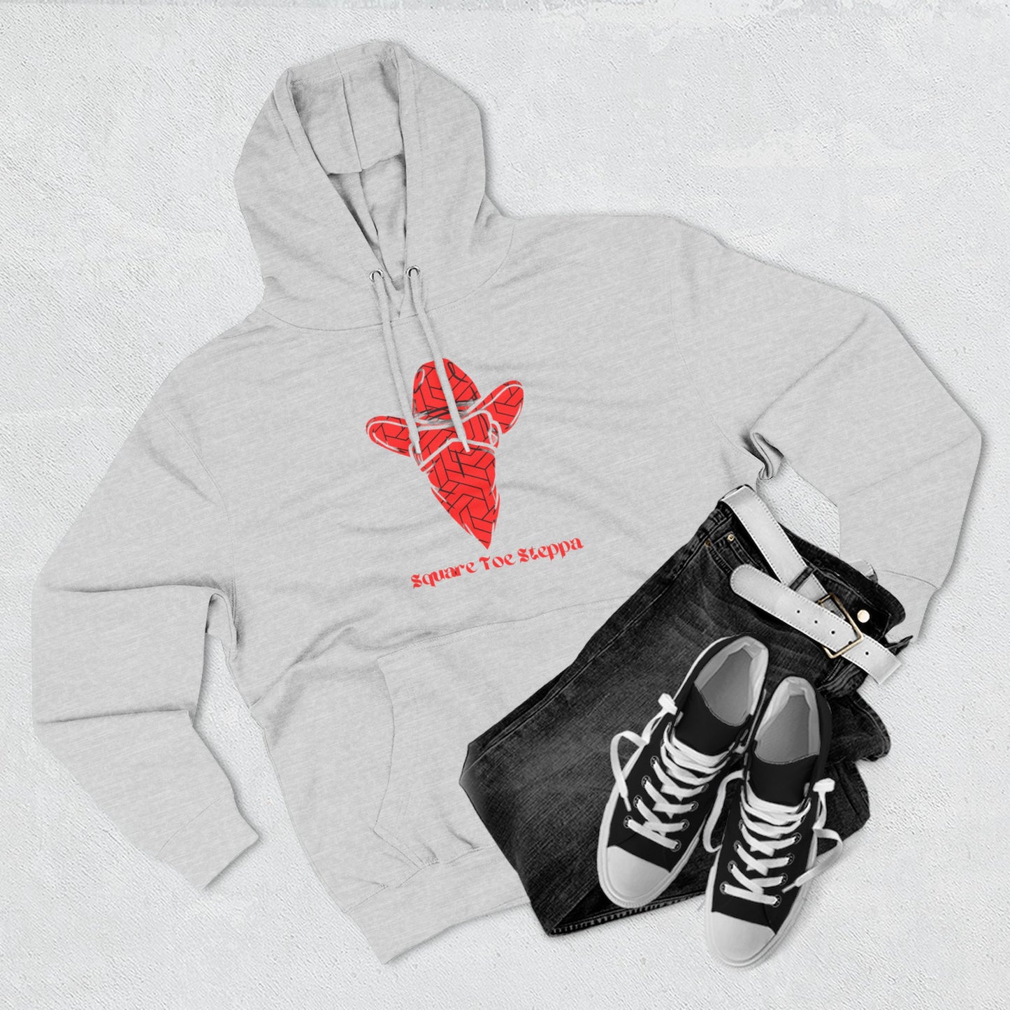 Saddle Brown Men’s Hoodie – "Square Toe Steppa" Western Cowboy with Drawstrings & Kangaroo Pocket