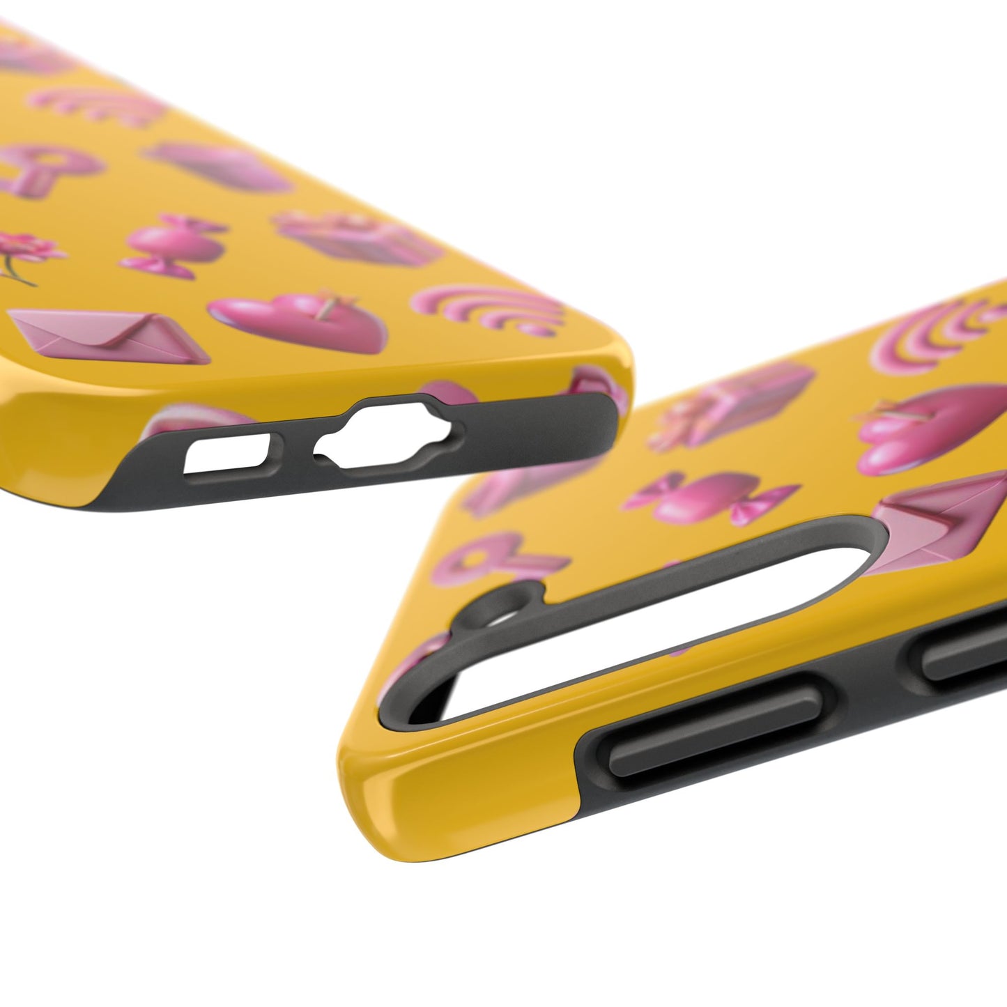Cute and Colorful Tough Phone Case - Pink Emojis Design