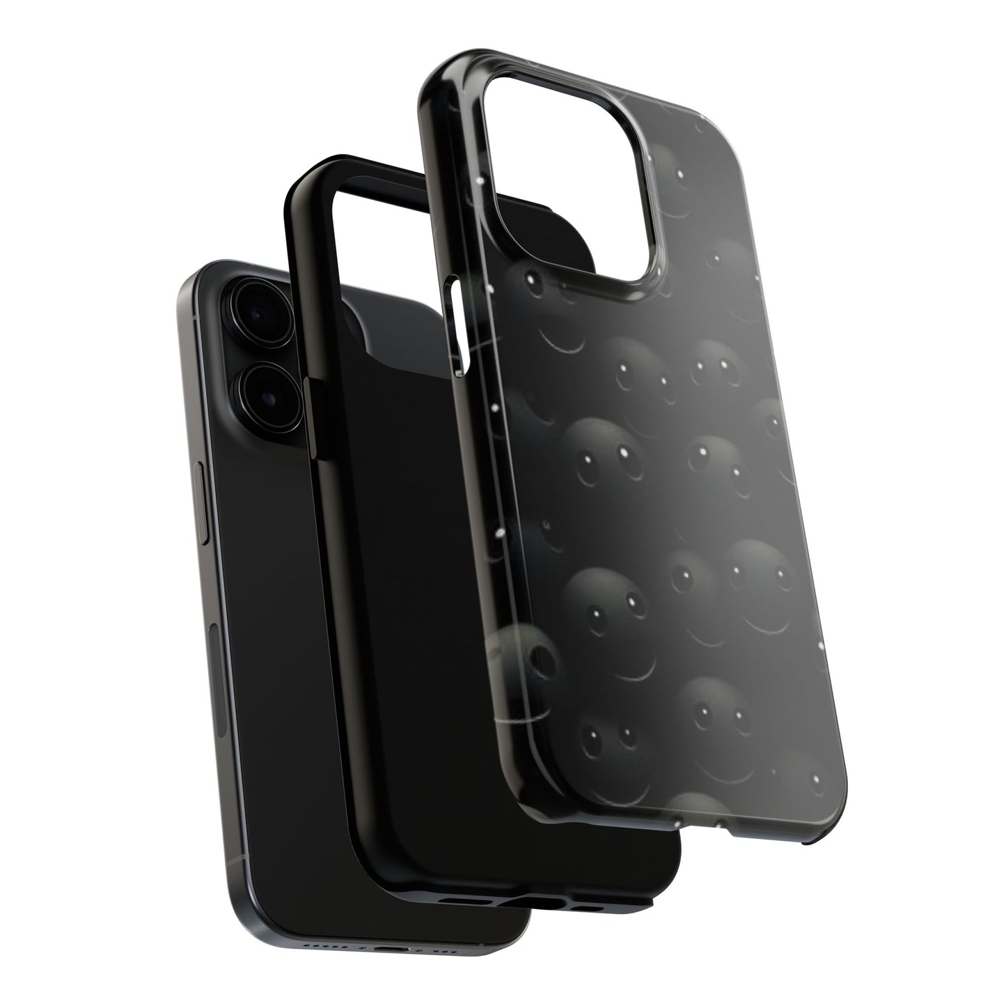😊 Cute Smiley Face Black Tough Phone Case – Fun & Durable Protection for iPhone & Android