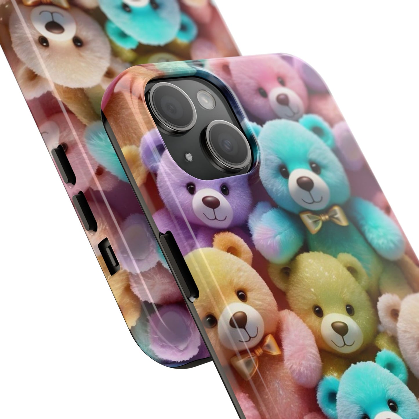 "Cute Teddy Bear Tough Phone Case – Colorful Plush-Inspired Protective Cover for iPhone & Android"