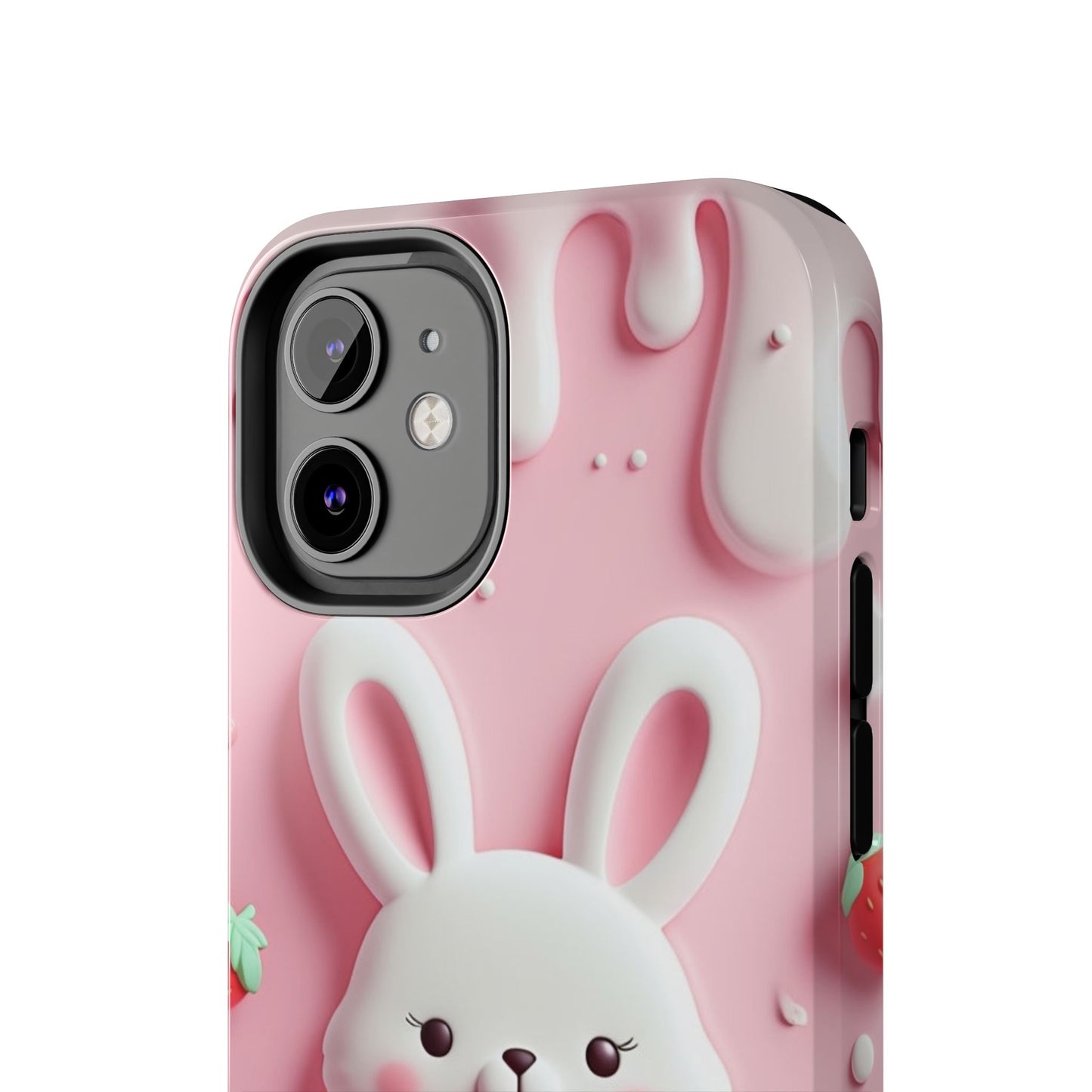 Cute Bunny Strawberry Tough Phone Case - Perfect for Kids & Spring Celebrations