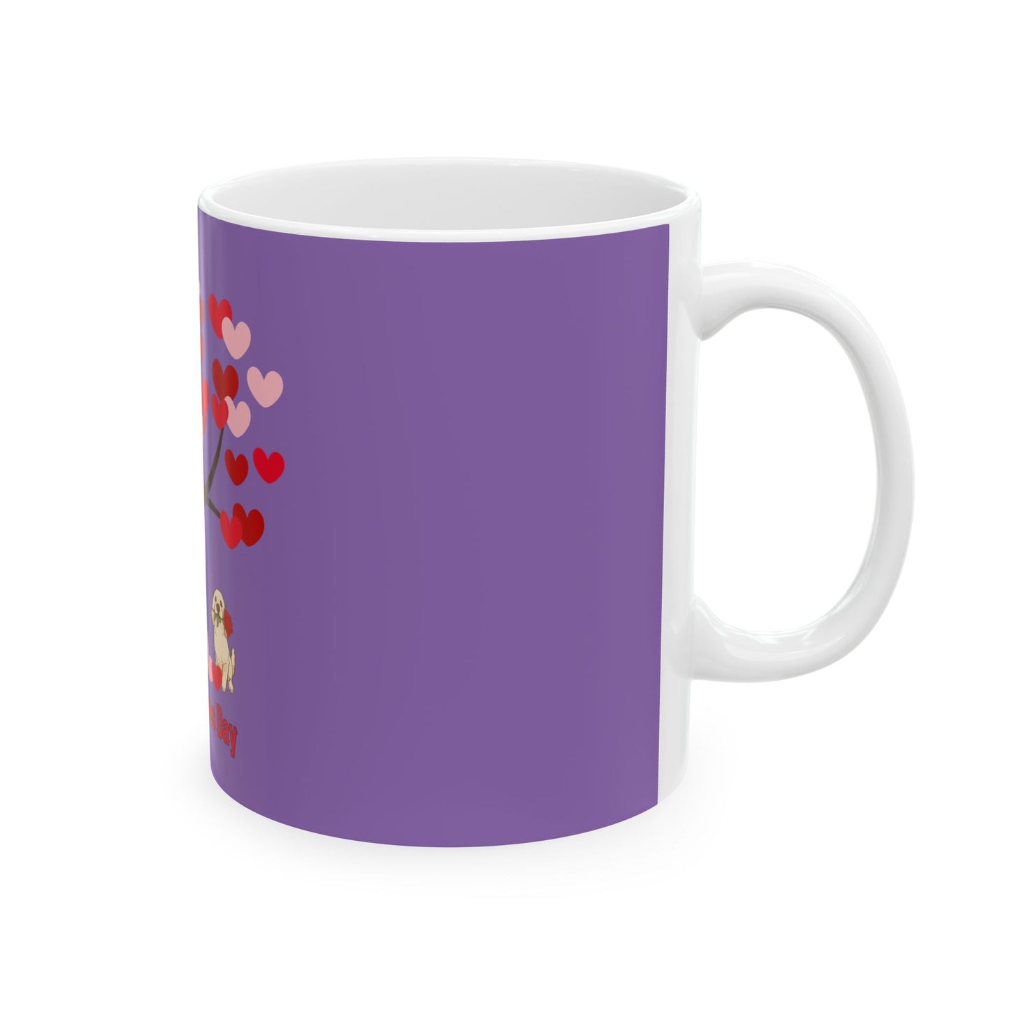 Happy Valentine's Day Dog Lovers Ceramic Mug - Cute Purple Heart Design ๐๐ถโ