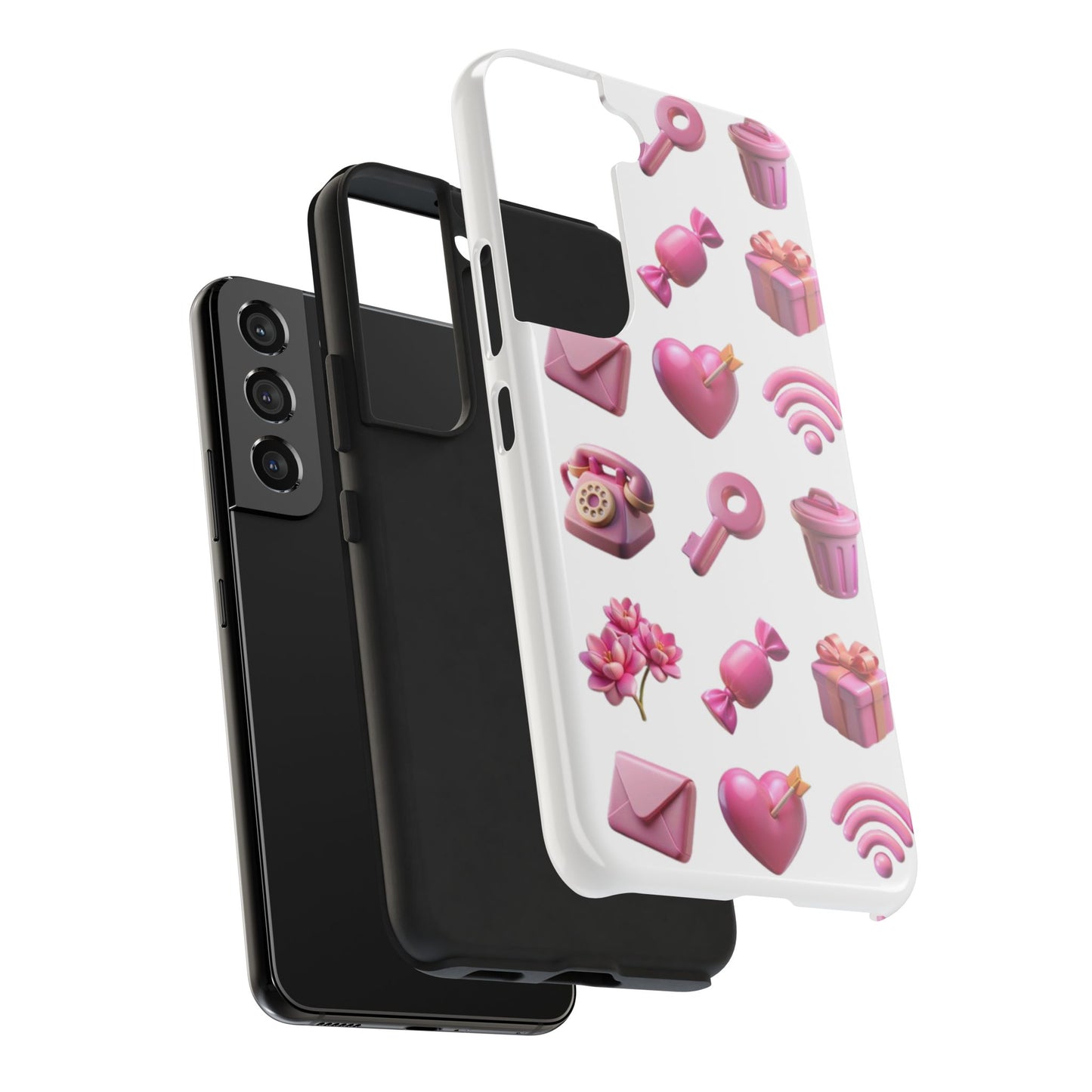 Cute and Colorful Tough Phone Case - Pink Emojis Design
