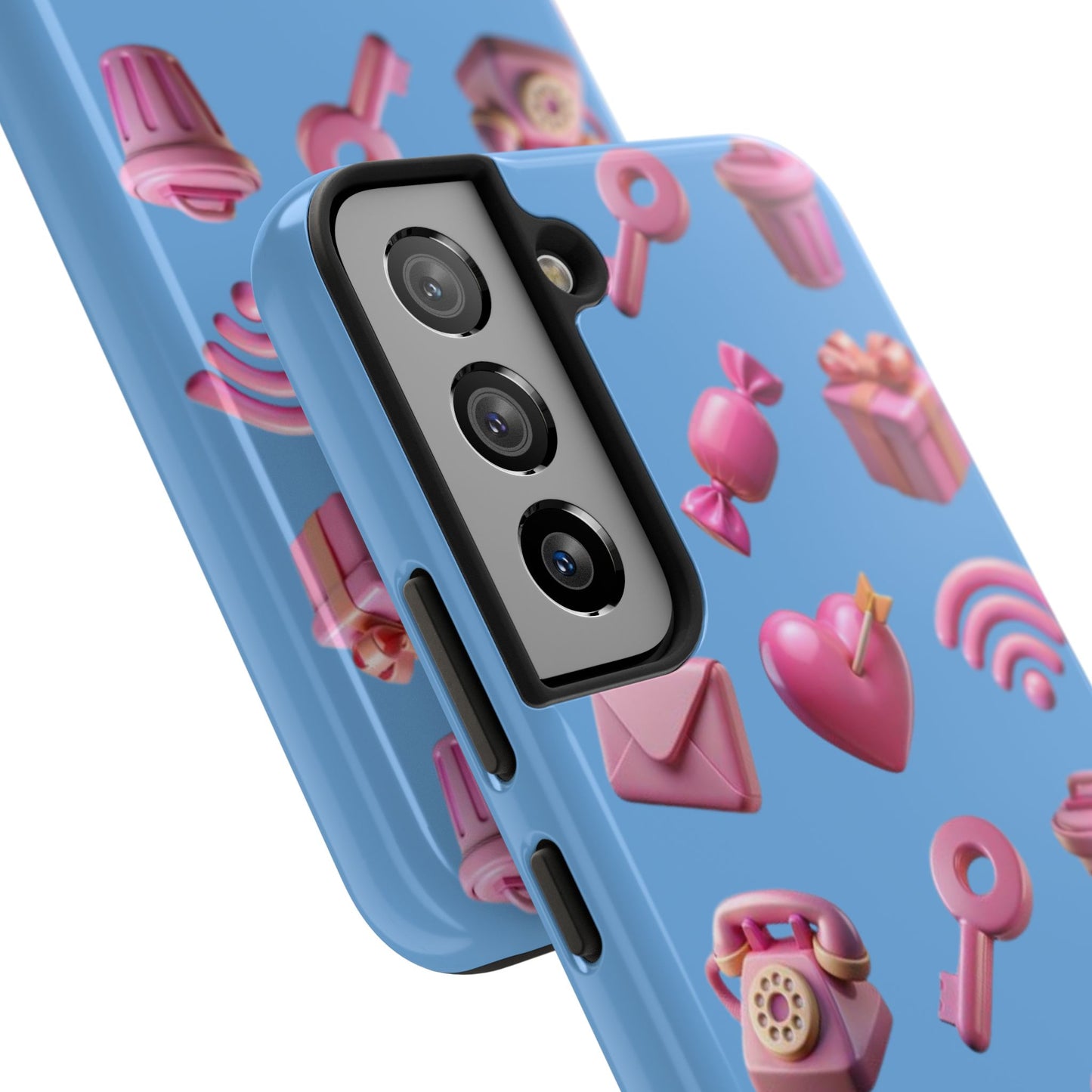 Cute and Colorful Tough Phone Case - Pink Emojis Design