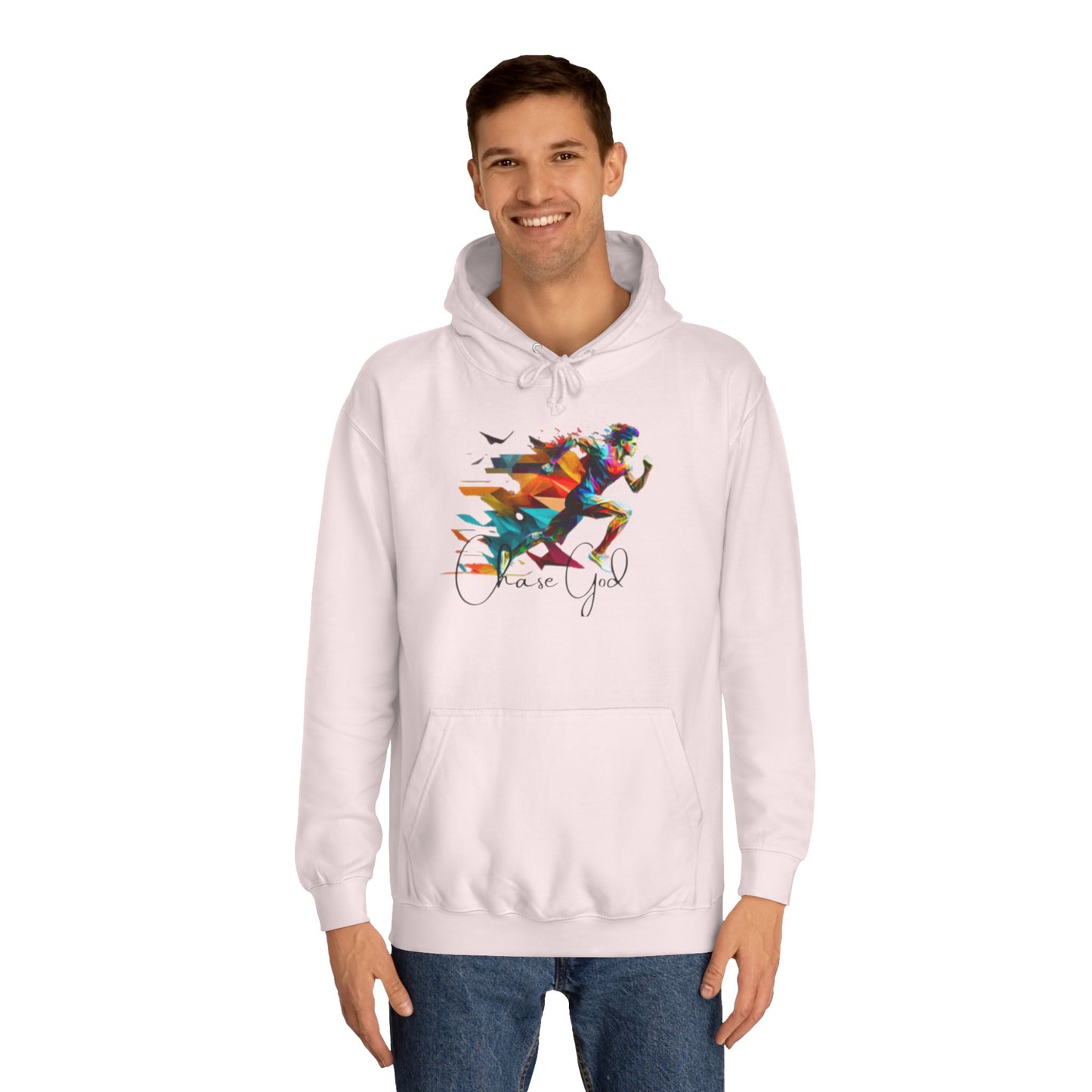 Angel White Faith Hoodie for Men – "Chase God, Inspire & Elevate" Spiritual Motivation Wear