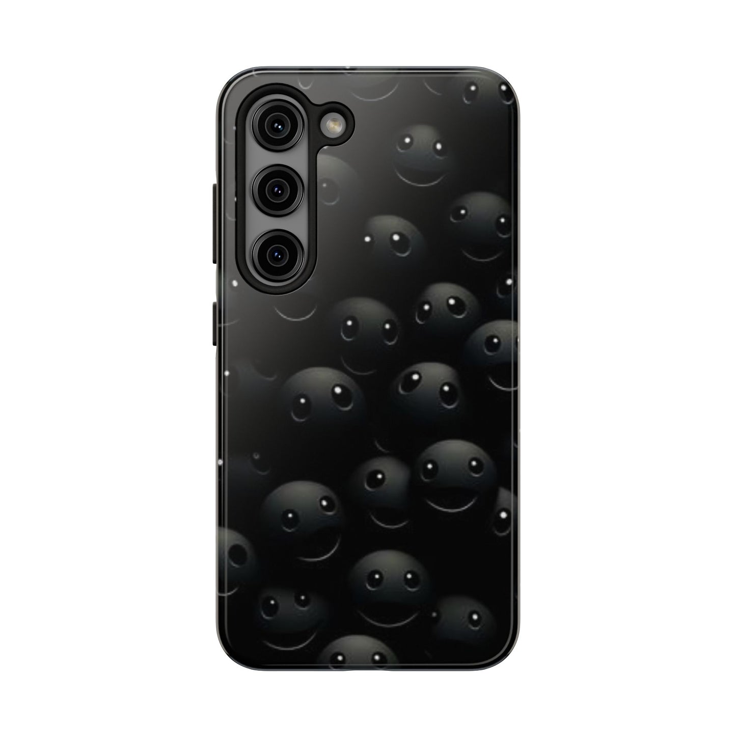😊 Cute Smiley Face Black Tough Phone Case – Fun & Durable Protection for iPhone & Android