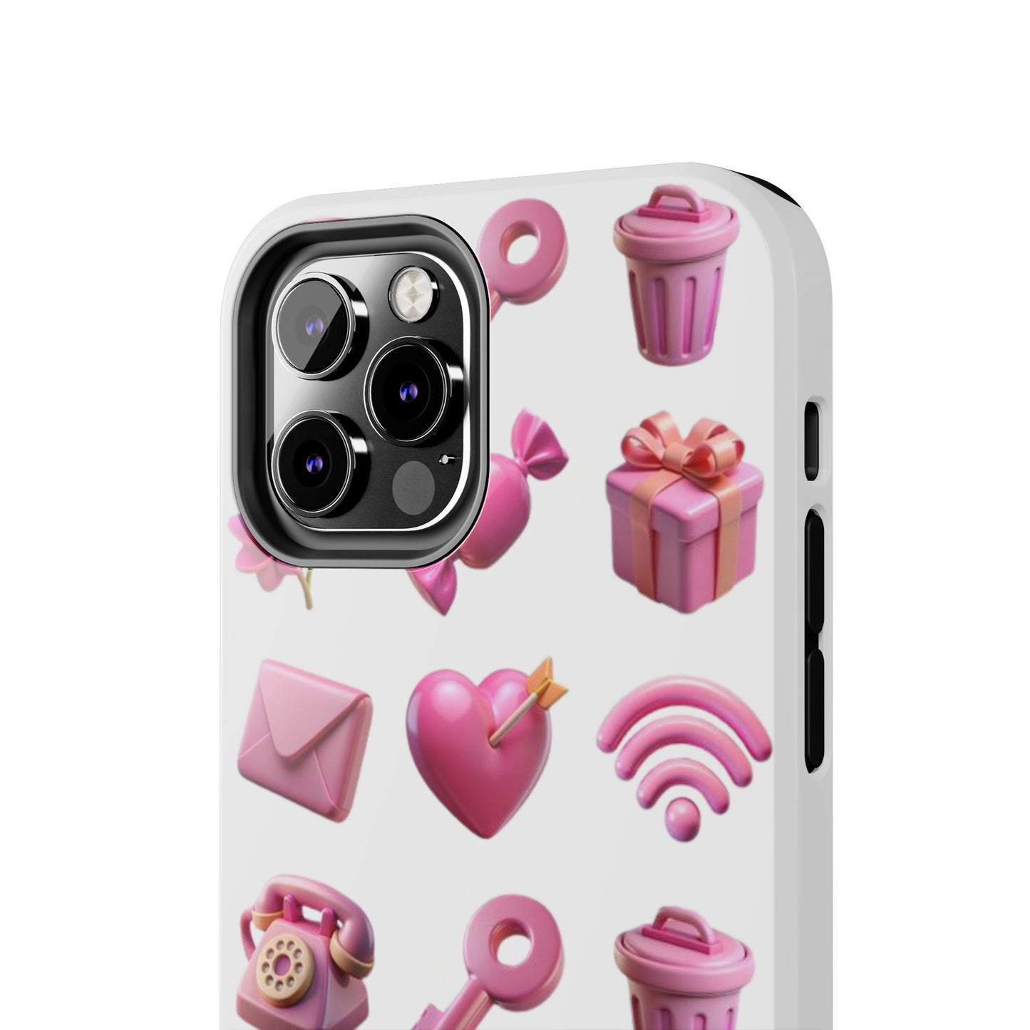 Cute and Colorful Tough Phone Case - Pink Emojis Design
