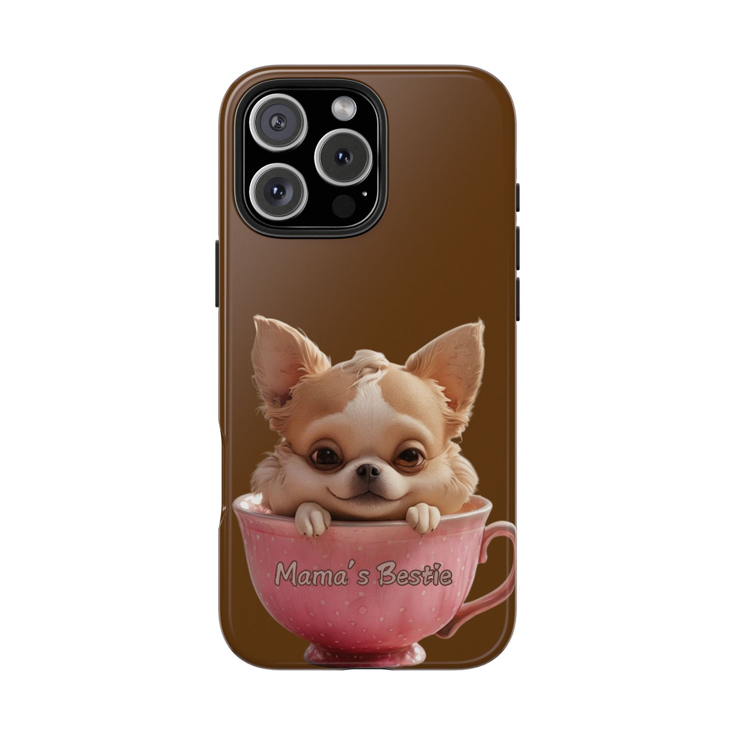 Cute Chihuahua Tough Phone Case - 'Mama's Bestie' Design