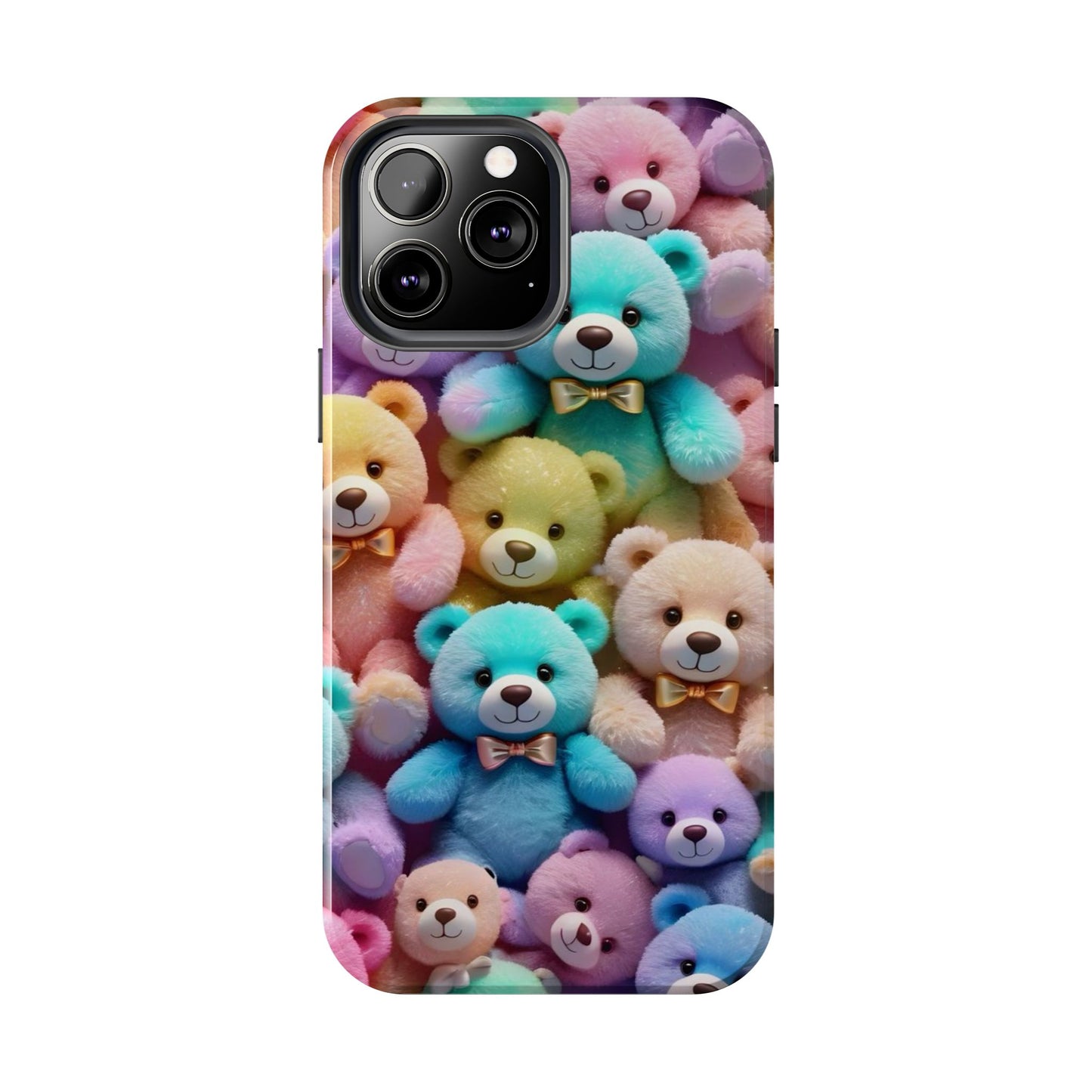 "Cute Teddy Bear Tough Phone Case – Colorful Plush-Inspired Protective Cover for iPhone & Android"
