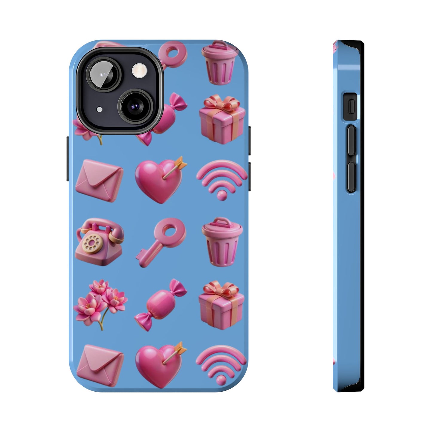Cute and Colorful Tough Phone Case - Pink Emojis Design