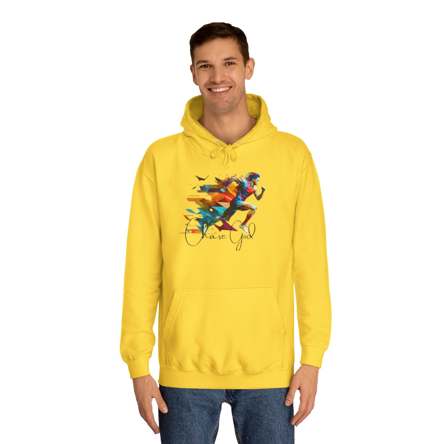 Angel White Faith Hoodie for Men – "Chase God, Inspire & Elevate" Spiritual Motivation Wear