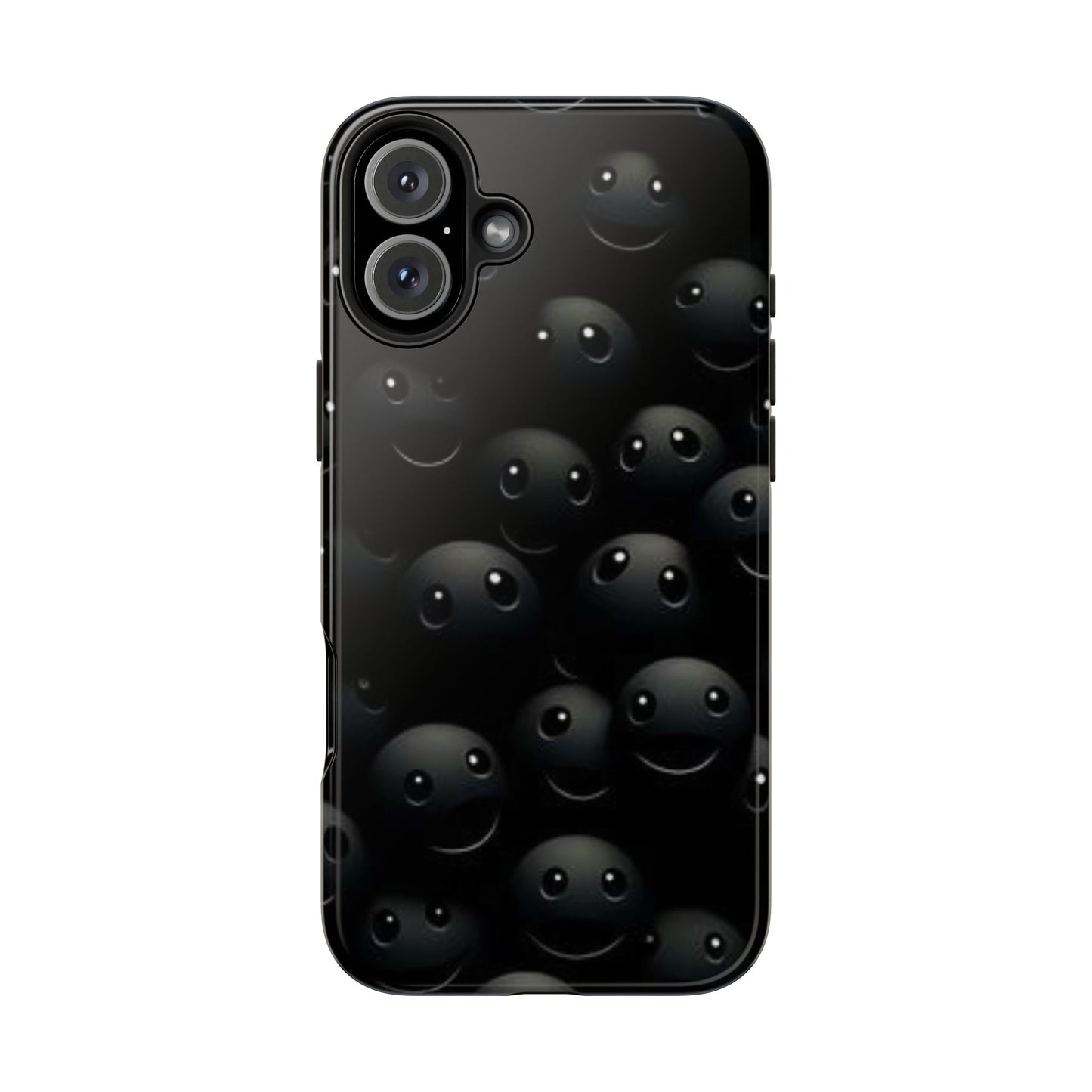 😊 Cute Smiley Face Black Tough Phone Case – Fun & Durable Protection for iPhone & Android