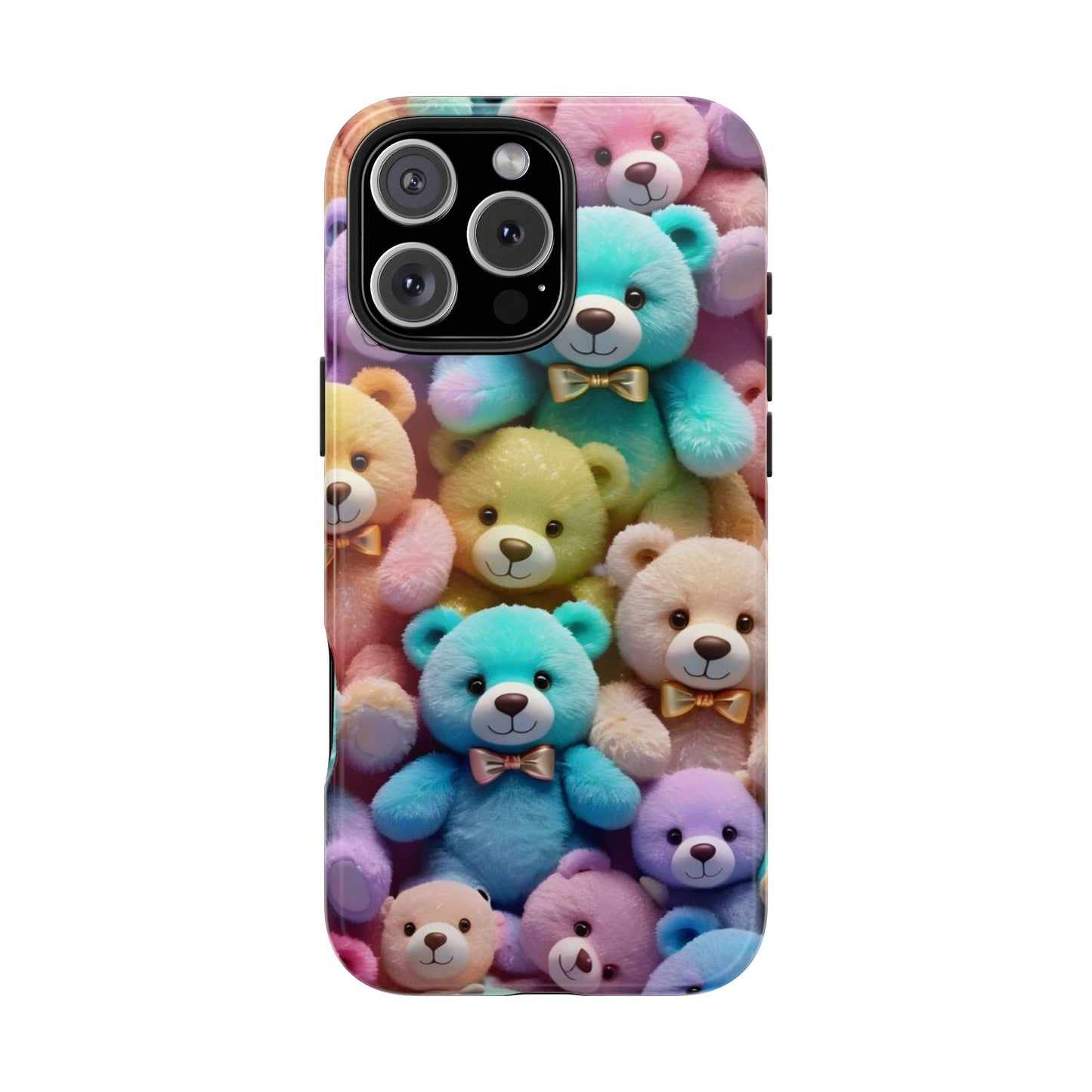 "Cute Teddy Bear Tough Phone Case – Colorful Plush-Inspired Protective Cover for iPhone & Android"