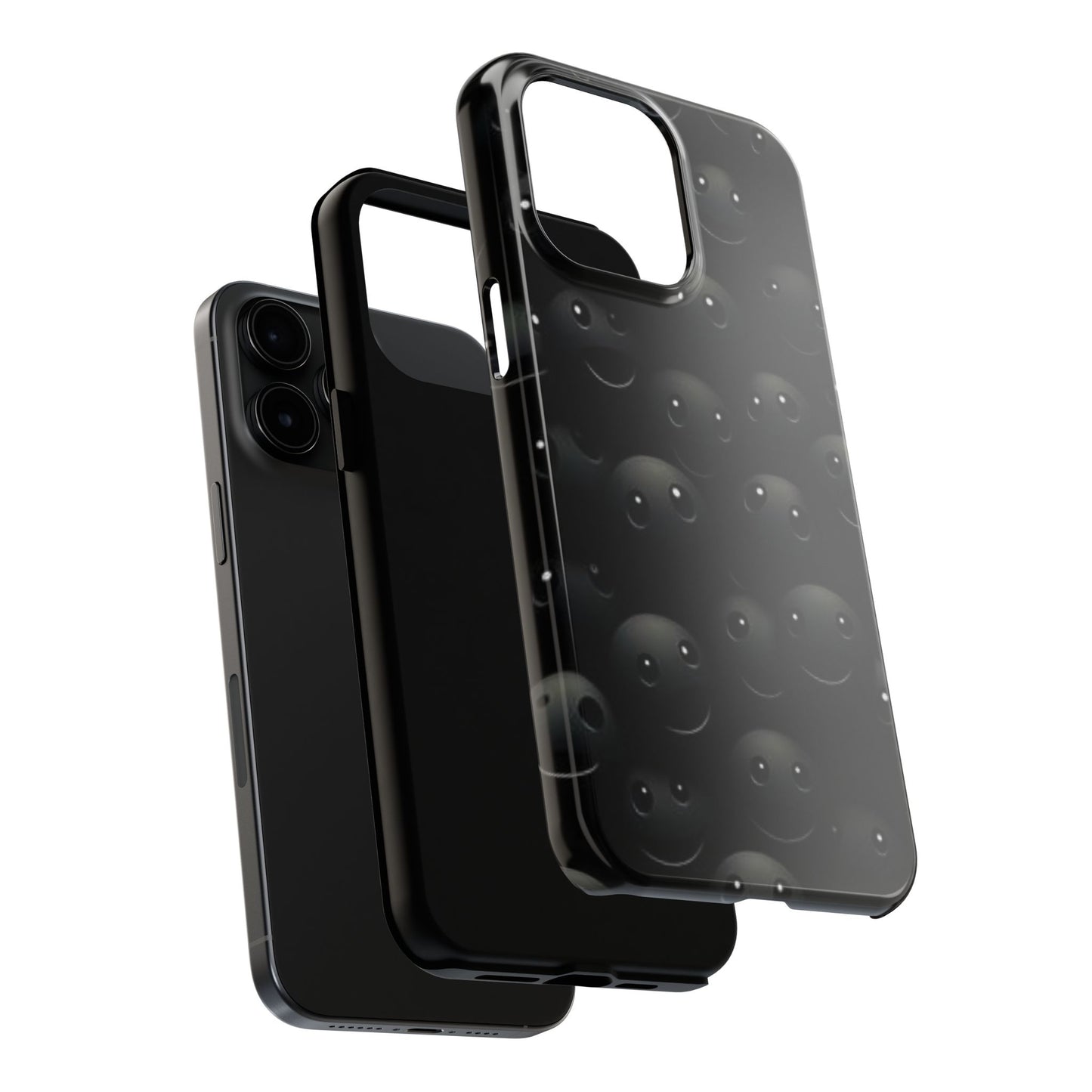 😊 Cute Smiley Face Black Tough Phone Case – Fun & Durable Protection for iPhone & Android