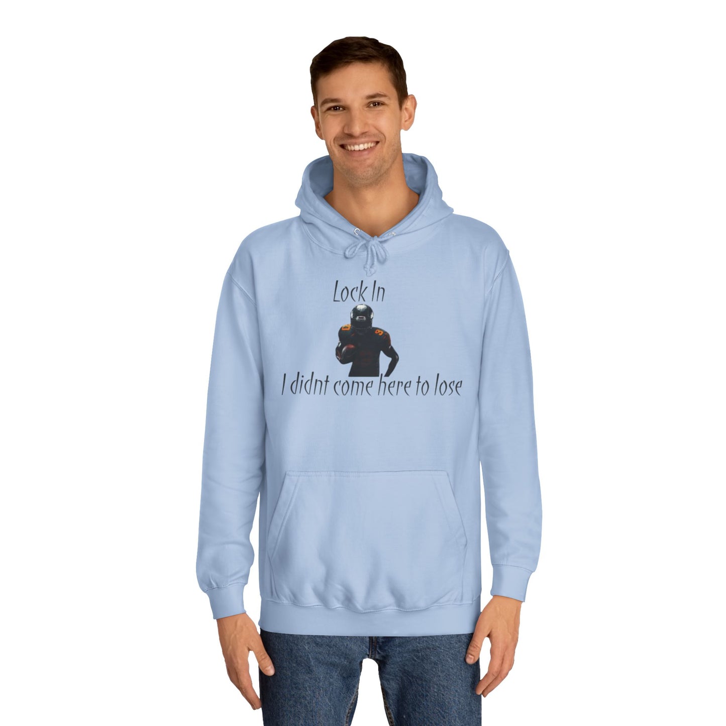Glacier White Men’s NFL Hoodie – "Lock In" Football Edition Sweatshirt with Drawstrings & Kangaroo Pocket