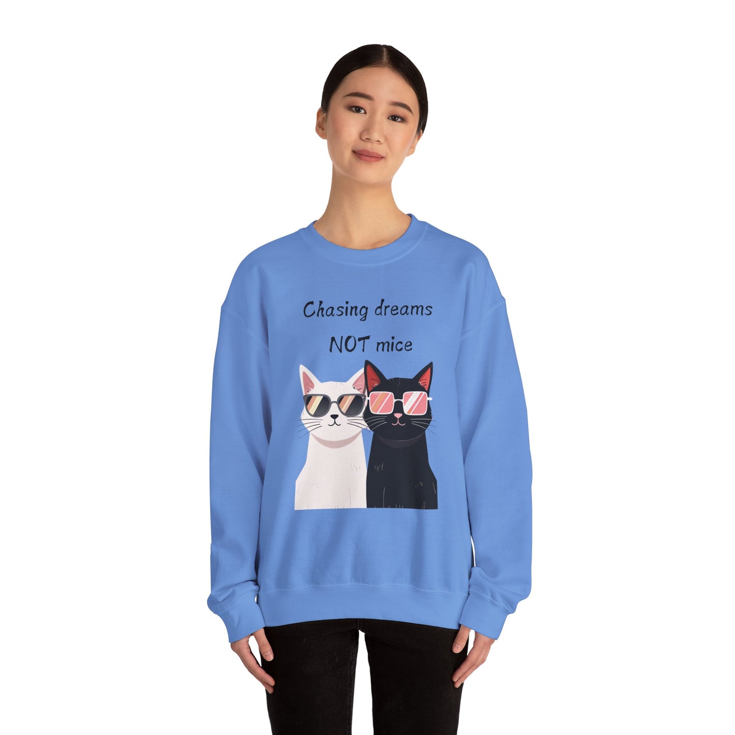 Dusty Lilac Chasing Dreams Cat-Lover Sweater for Men & Women – Whiskered Motivation Style
