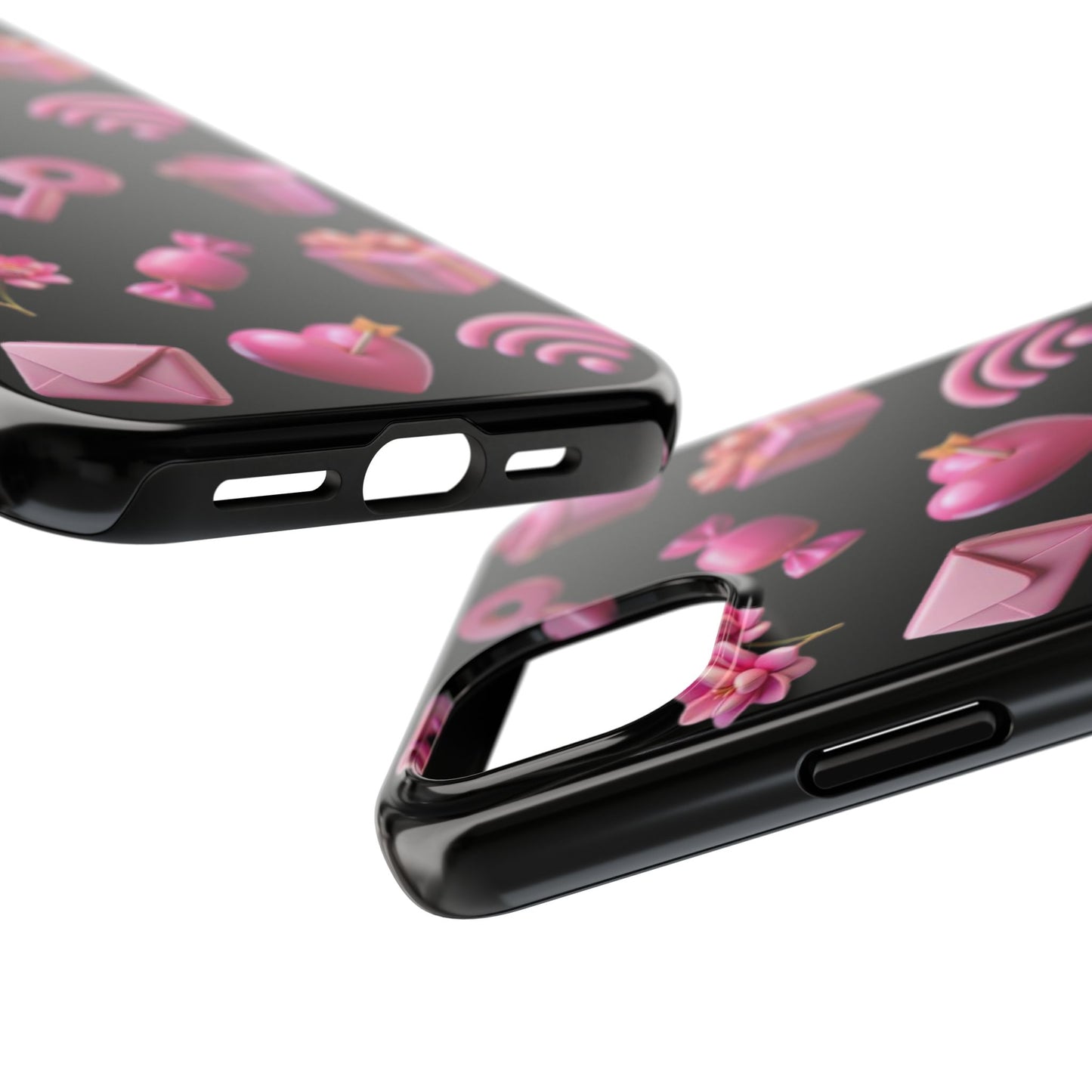 Cute and Colorful Tough Phone Case - Pink Emojis Design