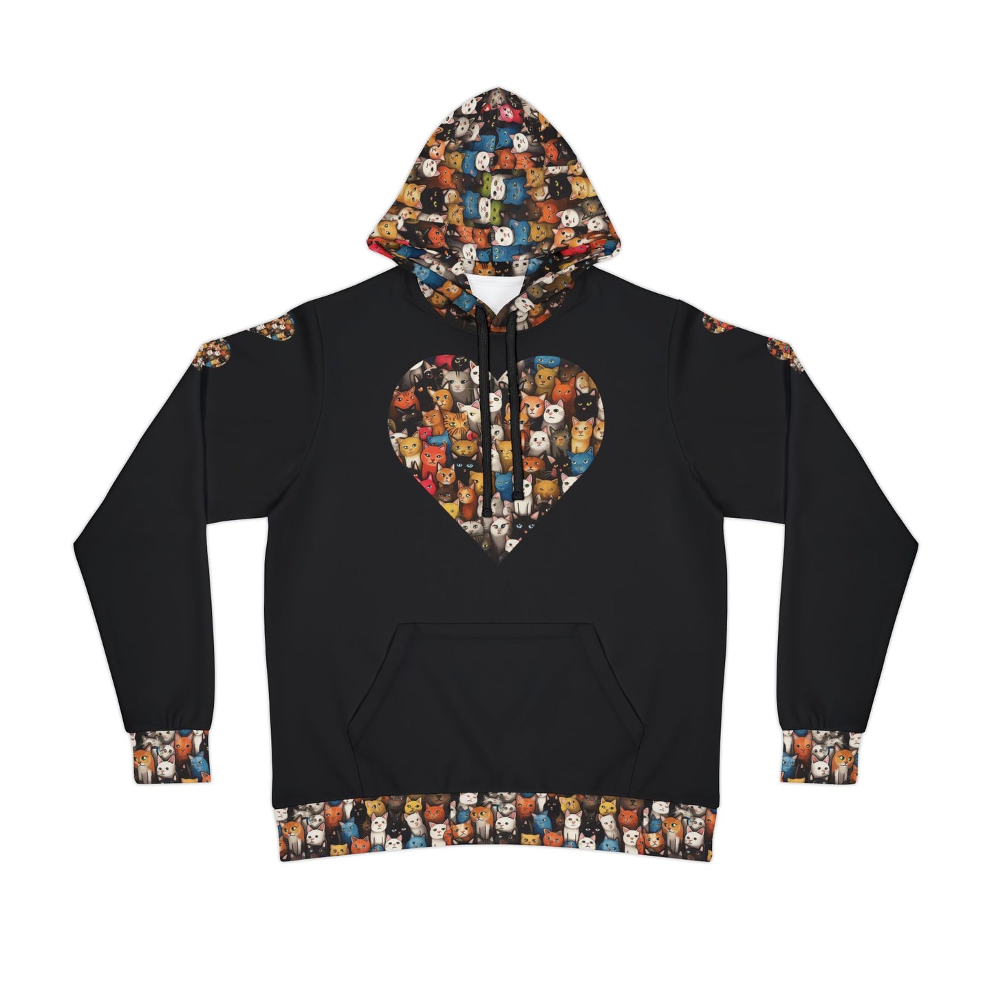 πΎ Heartfelt Animal Print Athletic Hoodie β Sleek Black Hoodie for Pet Lovers & Animal Enthusiasts π€β¨