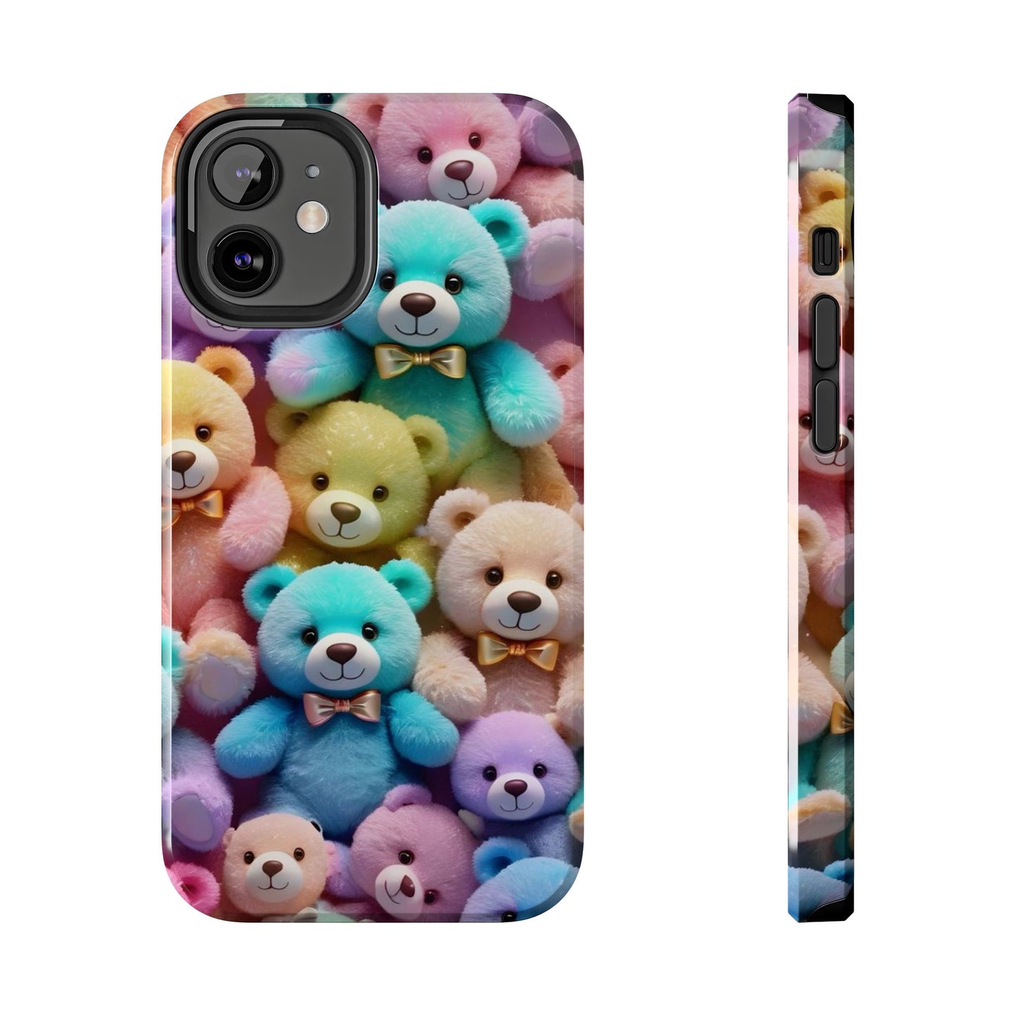 "Cute Teddy Bear Tough Phone Case – Colorful Plush-Inspired Protective Cover for iPhone & Android"