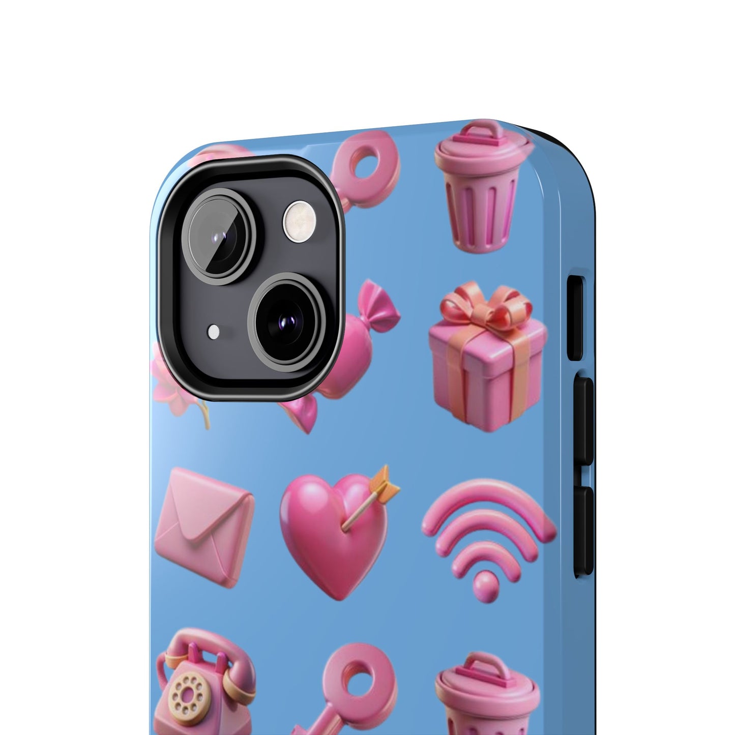 Cute and Colorful Tough Phone Case - Pink Emojis Design