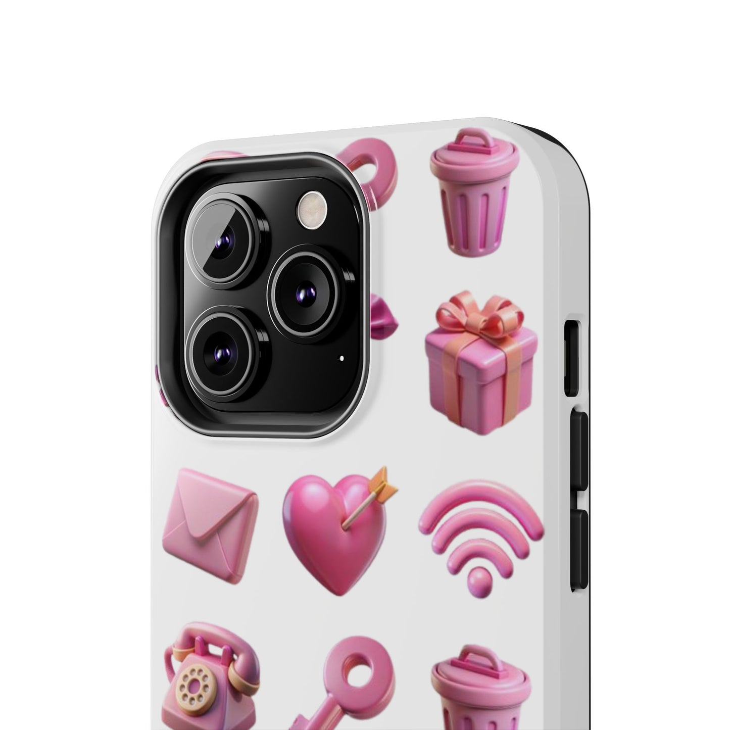 Cute and Colorful Tough Phone Case - Pink Emojis Design