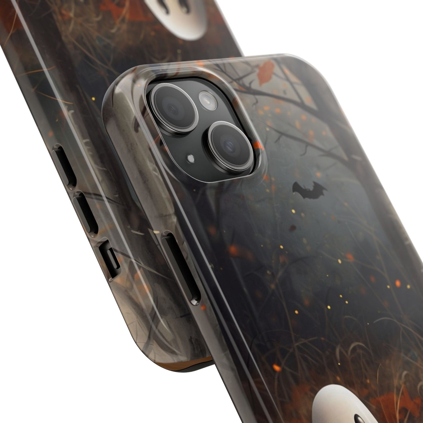 Spooky Halloween Phone Case - Tough Protective Cover with Ghost and Pumpkin Design