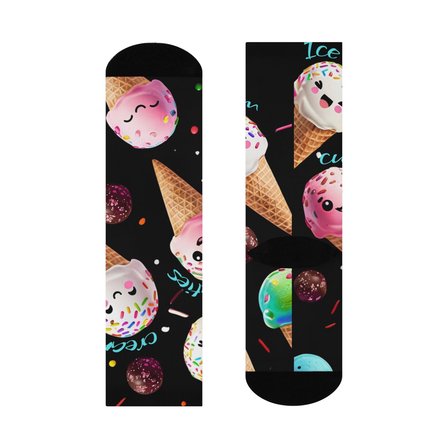 Cushioned Crew Socks Cute Ice Cream