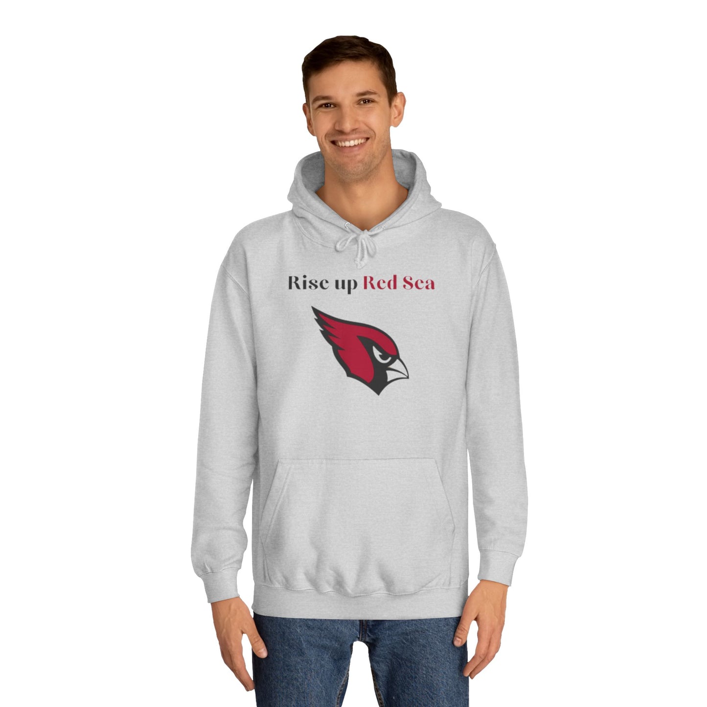 Cardinal Red Men’s NFL Hoodie – "Rise Up Red Sea" Game Day Football Sweatshirt with Drawstrings & Kangaroo Pocket