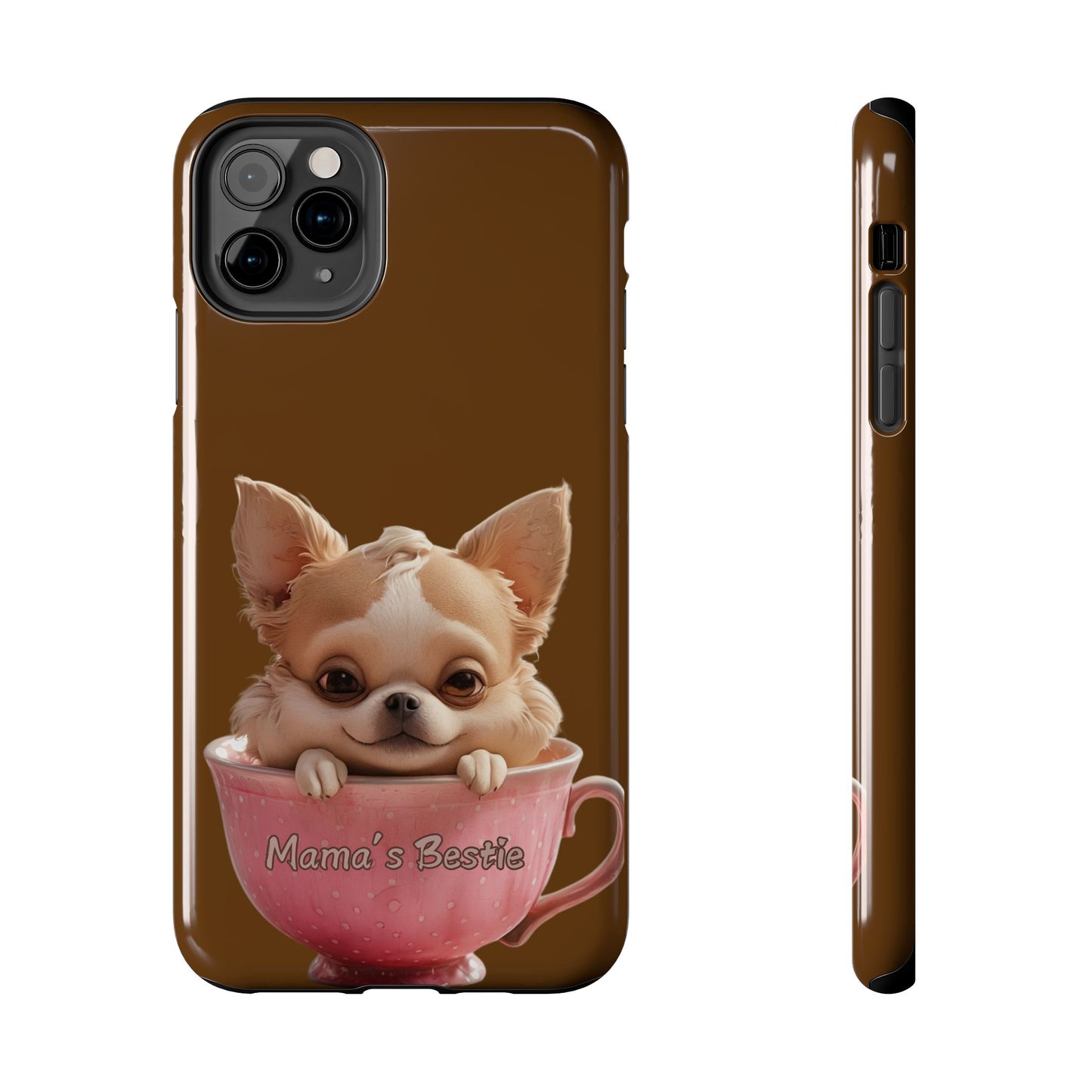 Cute Chihuahua Tough Phone Case - 'Mama's Bestie' Design