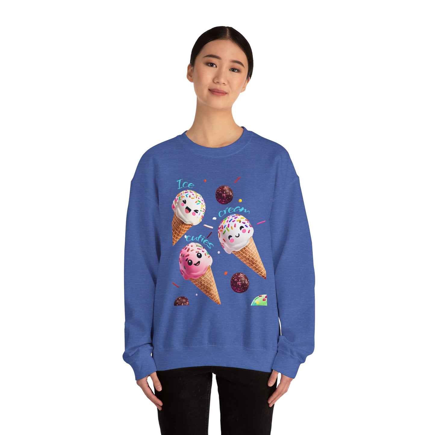 Bubblegum Bliss Pink Sweatshirt for Women – Cute Ice Cream Cone Sweet Treat Design