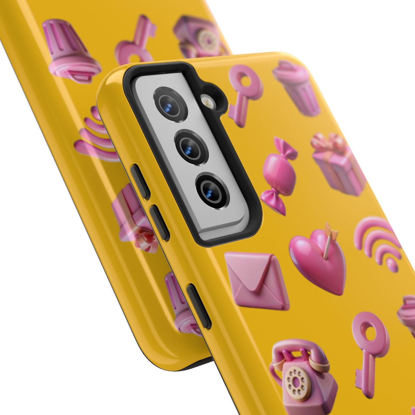Cute and Colorful Tough Phone Case - Pink Emojis Design