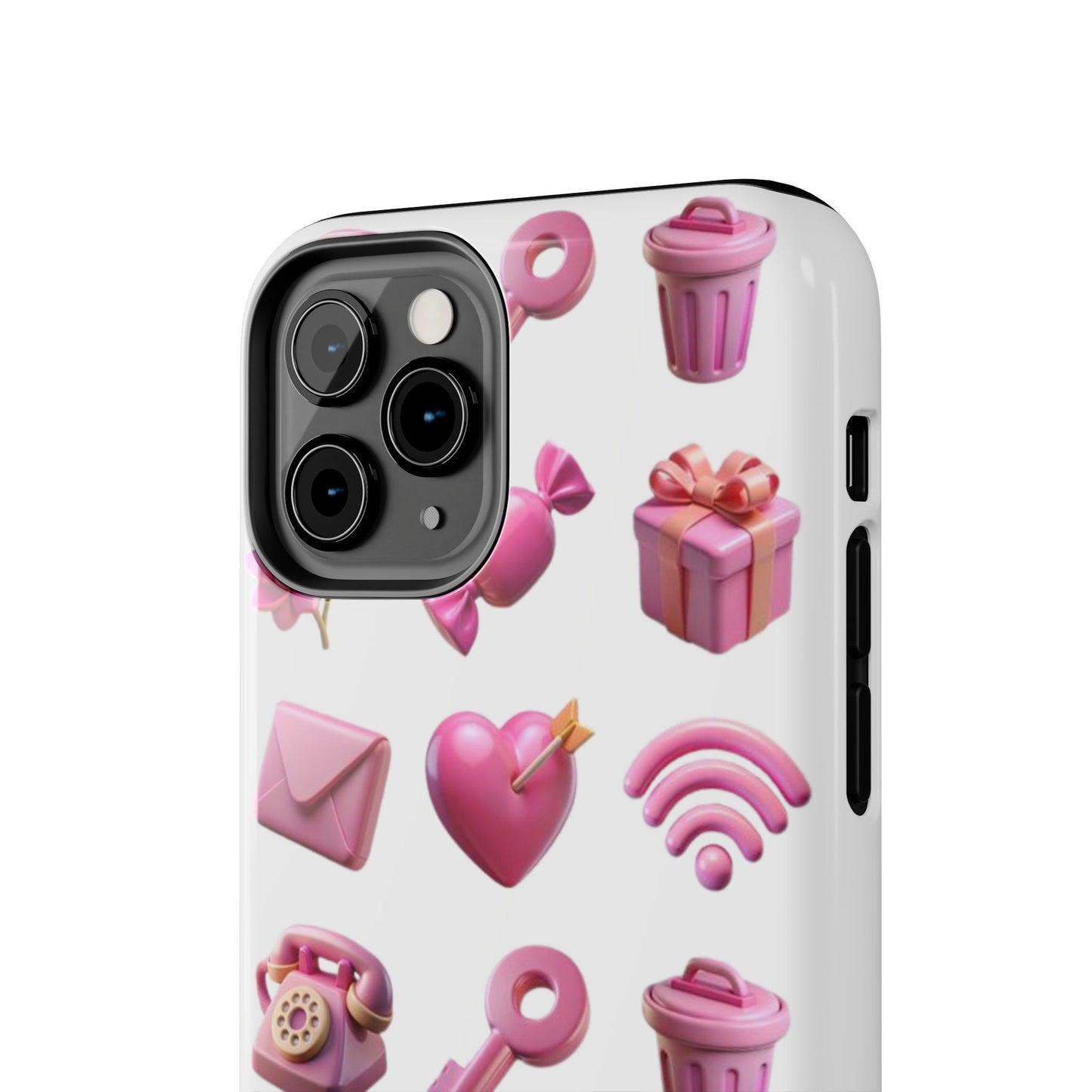 Cute and Colorful Tough Phone Case - Pink Emojis Design