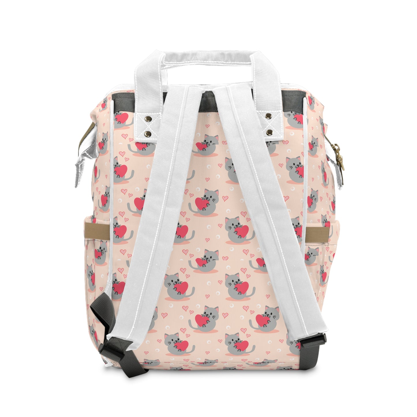 Multifunctional Diaper Backpack - Kittens Hugging Hearts | Stylish & Practical Baby Bag πΎπ
