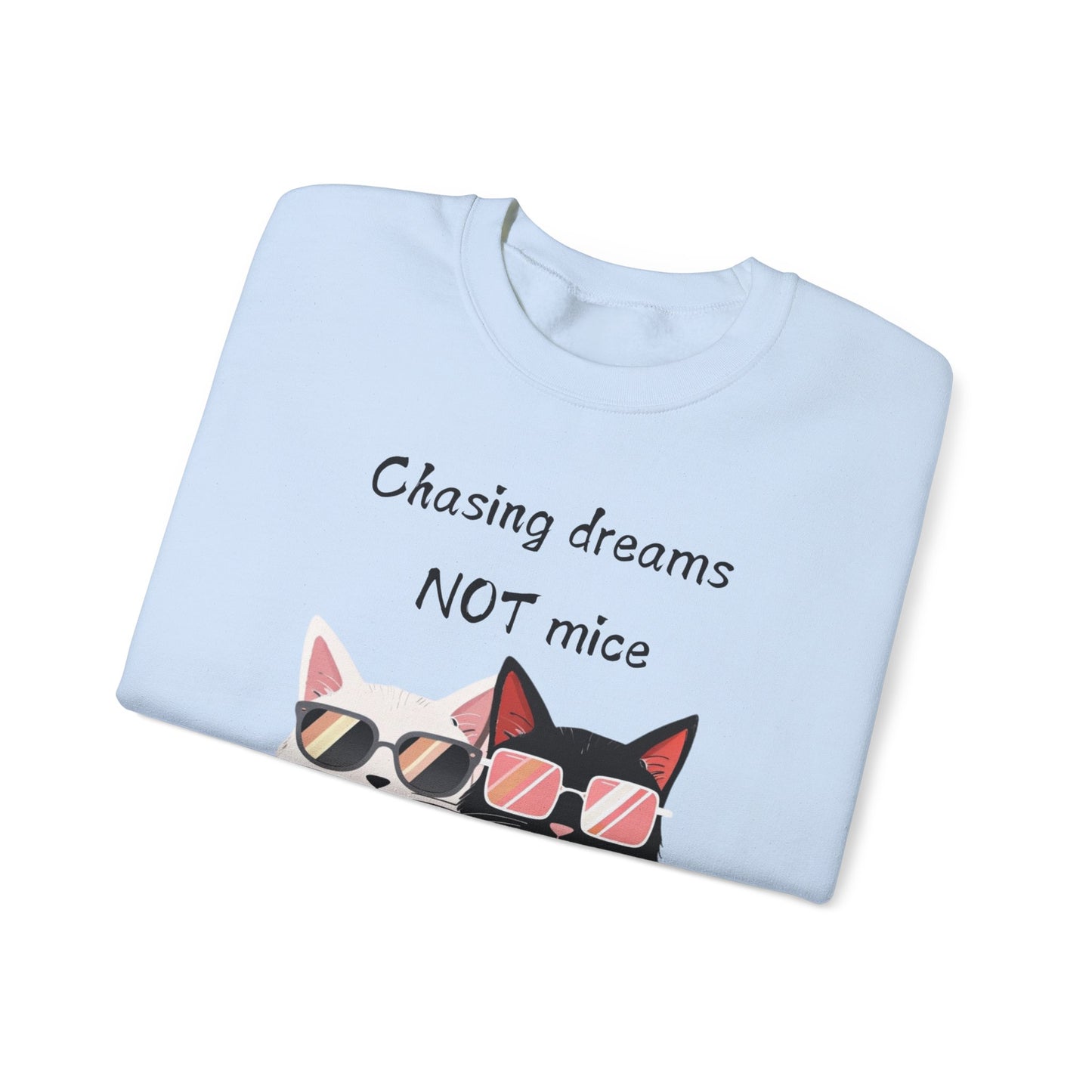 Dusty Lilac Chasing Dreams Cat-Lover Sweater for Men & Women – Whiskered Motivation Style