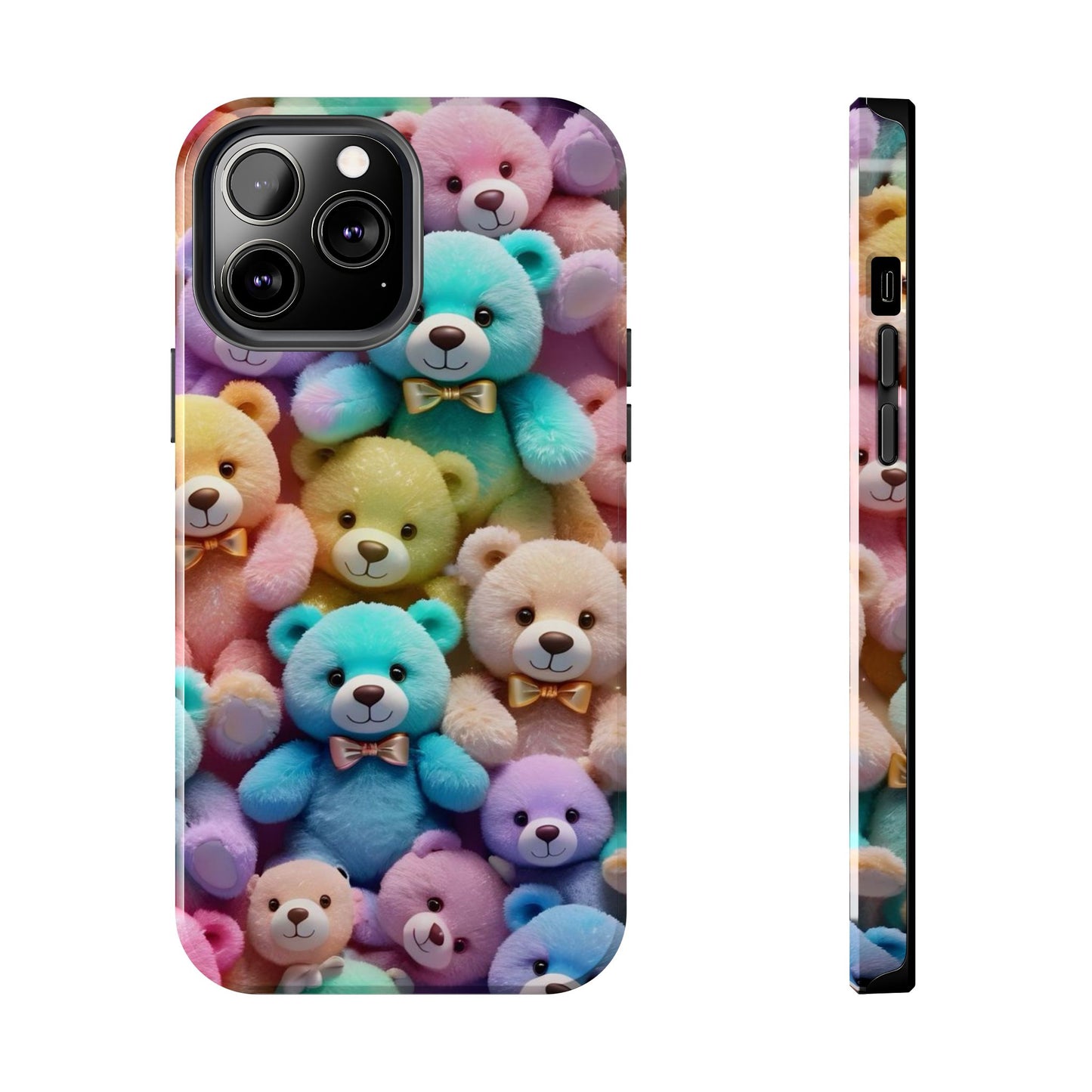 "Cute Teddy Bear Tough Phone Case – Colorful Plush-Inspired Protective Cover for iPhone & Android"
