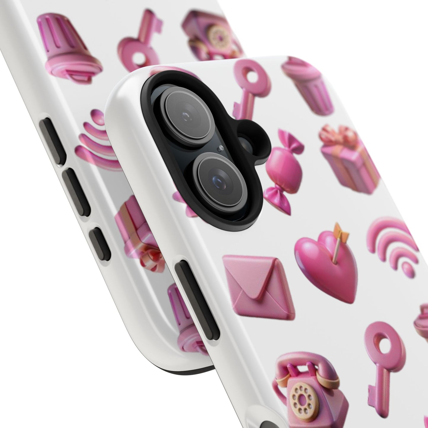 Cute and Colorful Tough Phone Case - Pink Emojis Design