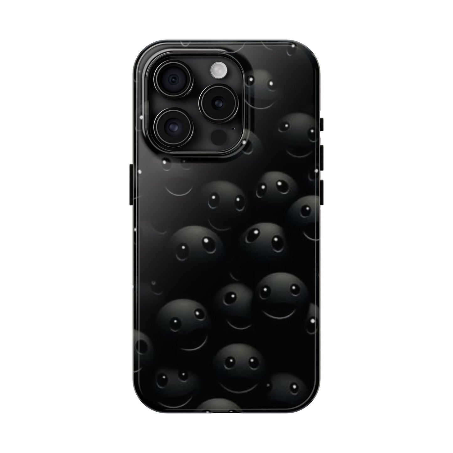 😊 Cute Smiley Face Black Tough Phone Case – Fun & Durable Protection for iPhone & Android