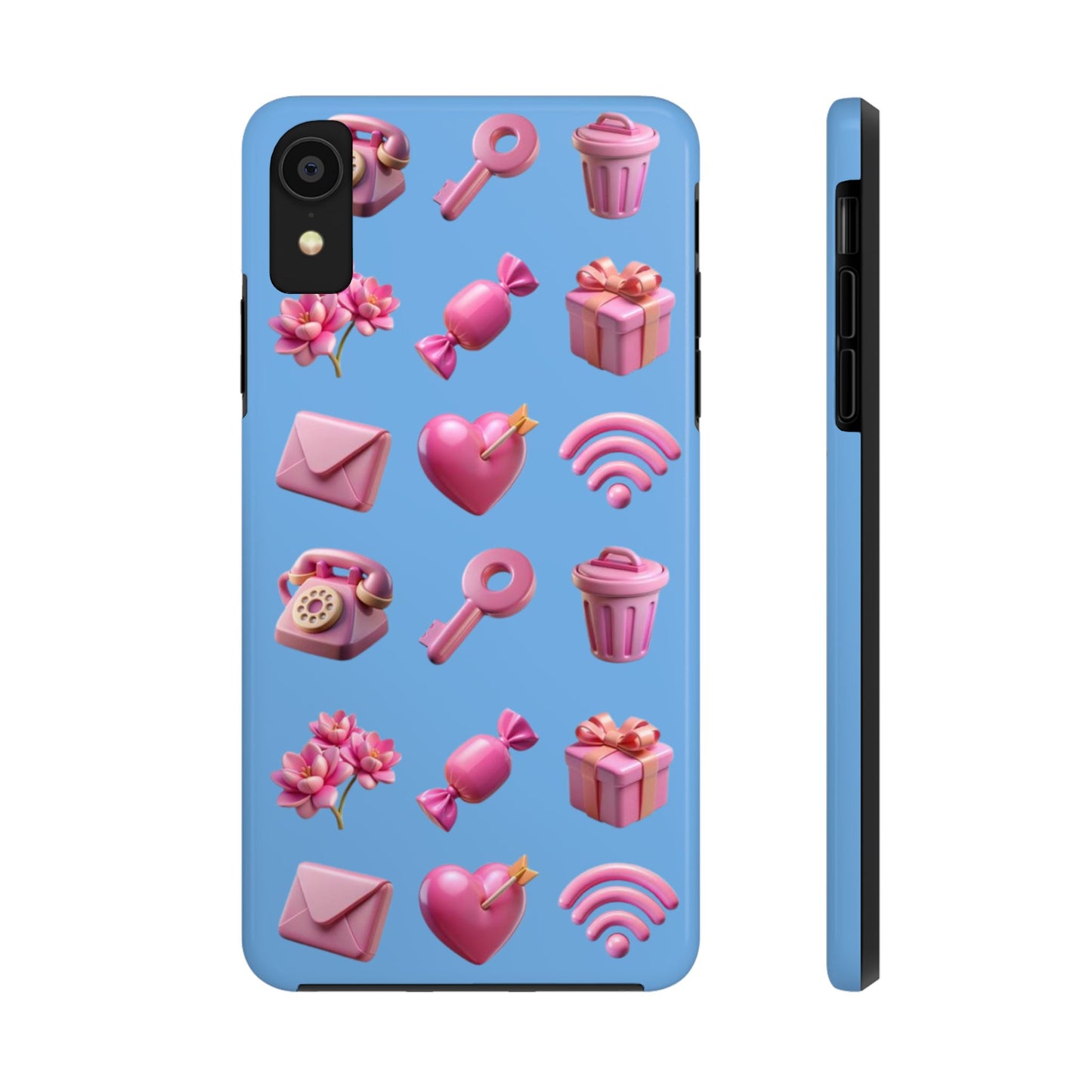 Cute and Colorful Tough Phone Case - Pink Emojis Design
