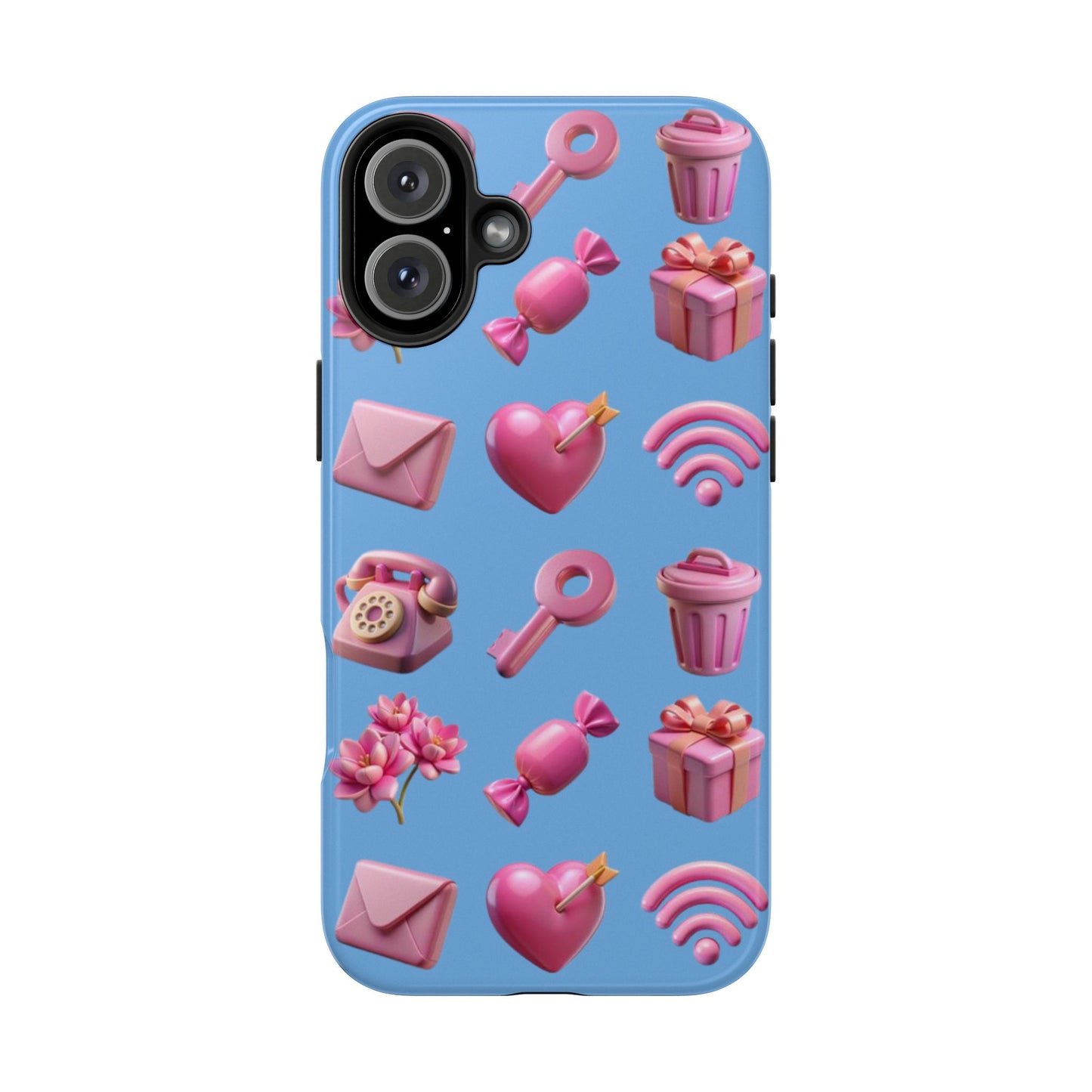 Cute and Colorful Tough Phone Case - Pink Emojis Design