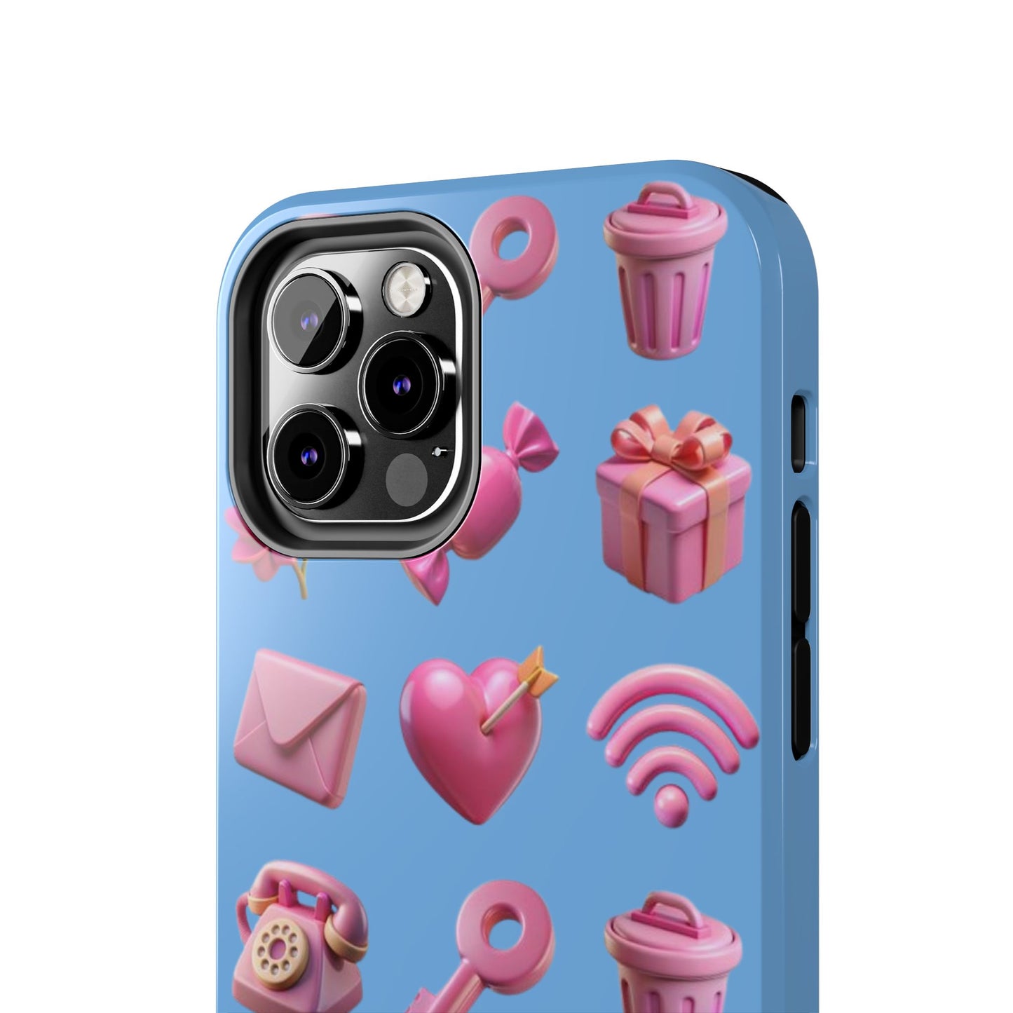 Cute and Colorful Tough Phone Case - Pink Emojis Design